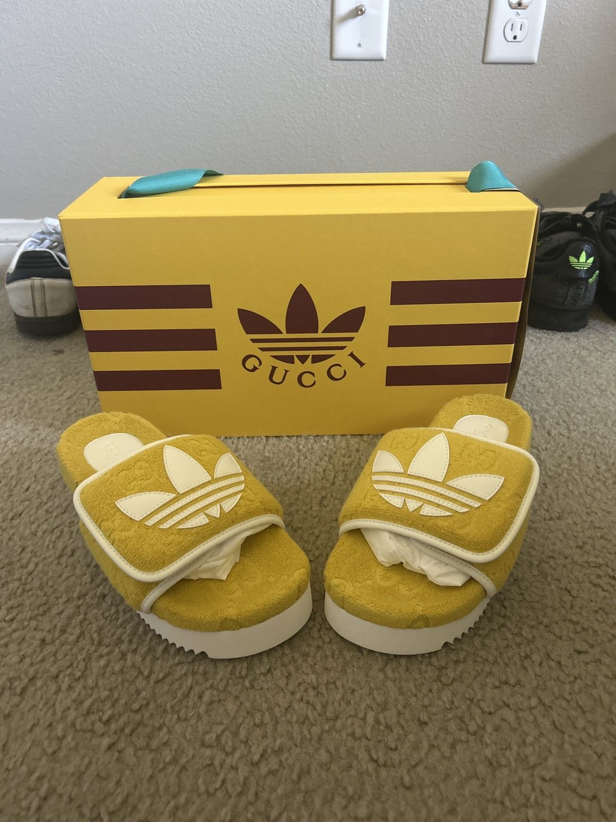 Adidas × Gucci Adidas x Gucci Wmns GG Platform Sandal Yellow Cotton Sponge Size US 6.5 / IT 36.5 - 1 Thumbnail