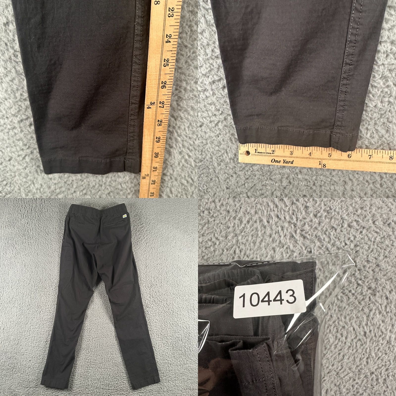 Vuori Pants Mens Small Gray Ripstop Climber Cargo Organic Cotton Blend Pants Slim Chino Regular Fit Pockets Logo Gray Mens