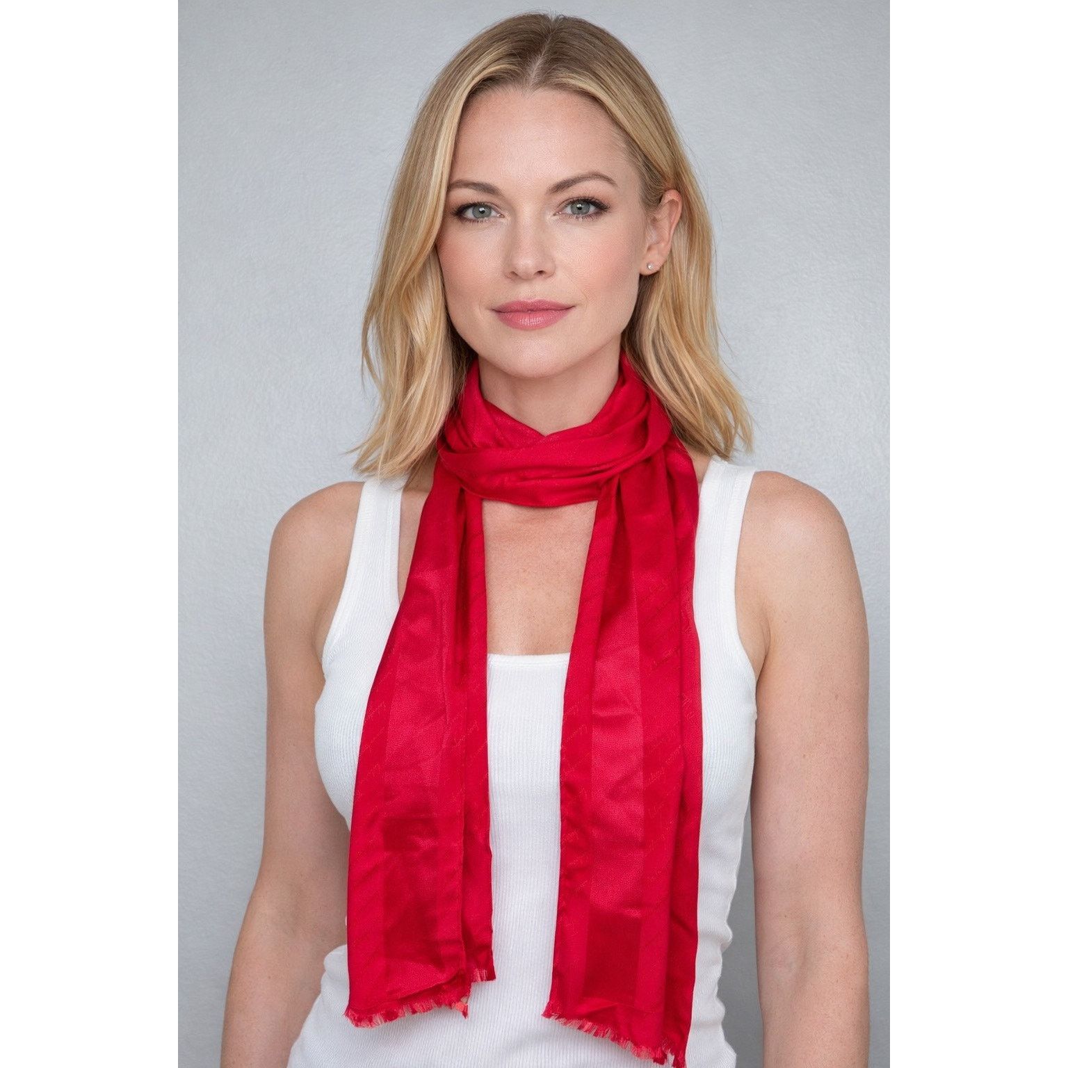 Salvatore Ferragamo Ferragamo Logo Embossed Red Silk Scarf Size ONE SIZE - 1 Thumbnail