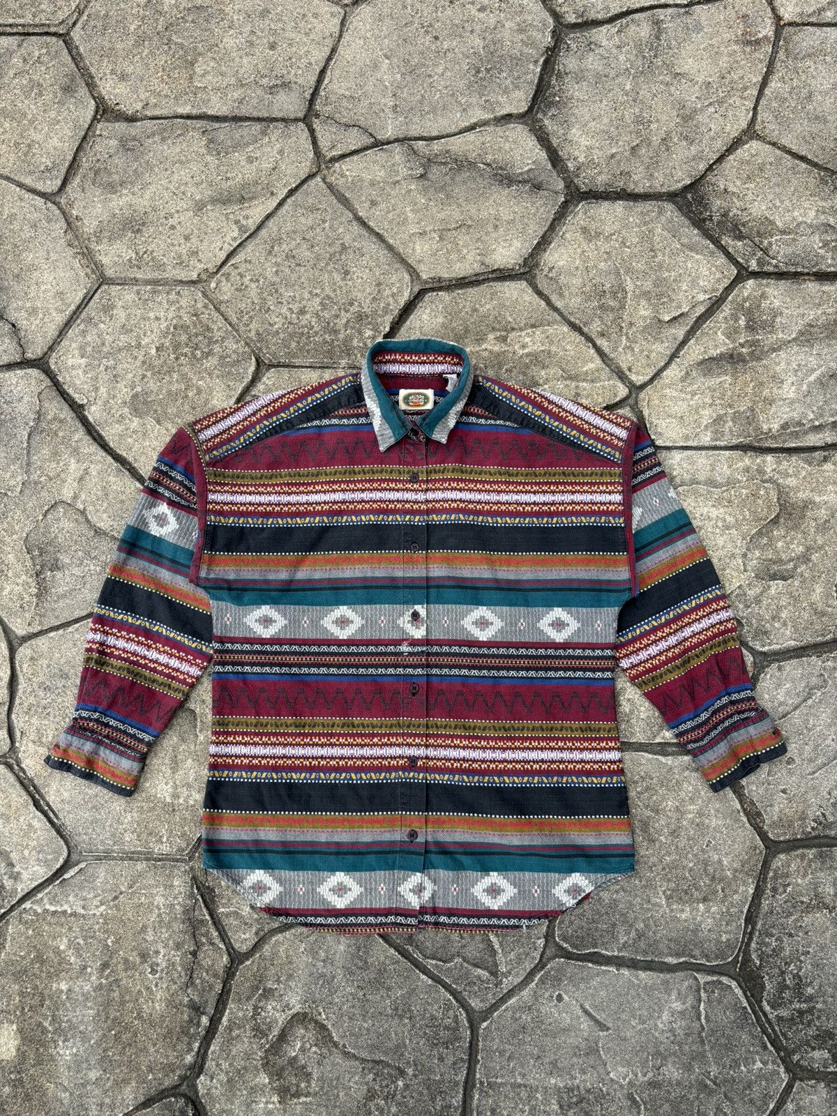 Cowboy Equipment × Levi's × Vintage Vintage 90s Desert Canvas Aztec Print Cowboy Flannel Size US L / EU 52-54 / 3 - 1 Thumbnail