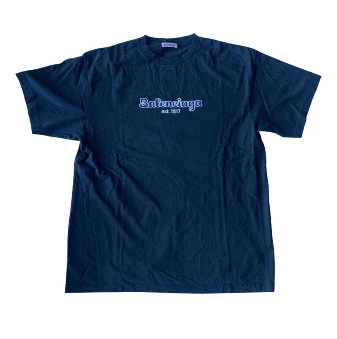 Balenciaga Balenciaga navy blue logo t-shirt Size US S / EU 44-46 / 1 - 1 Thumbnail