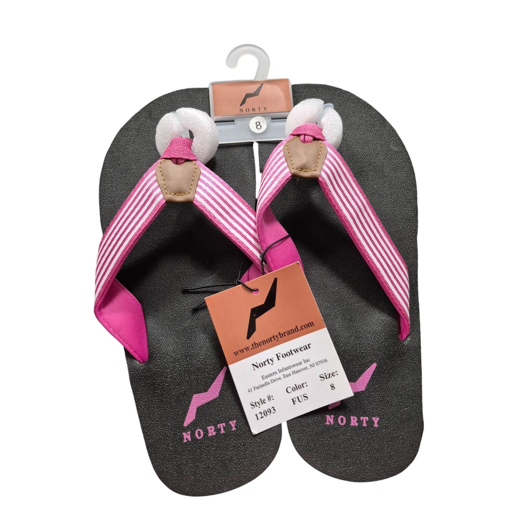 Other Norty Womens Flip Flops Pink & White Striped Straps Size 8 C Size US 8 / IT 38 - 2 Thumbnail
