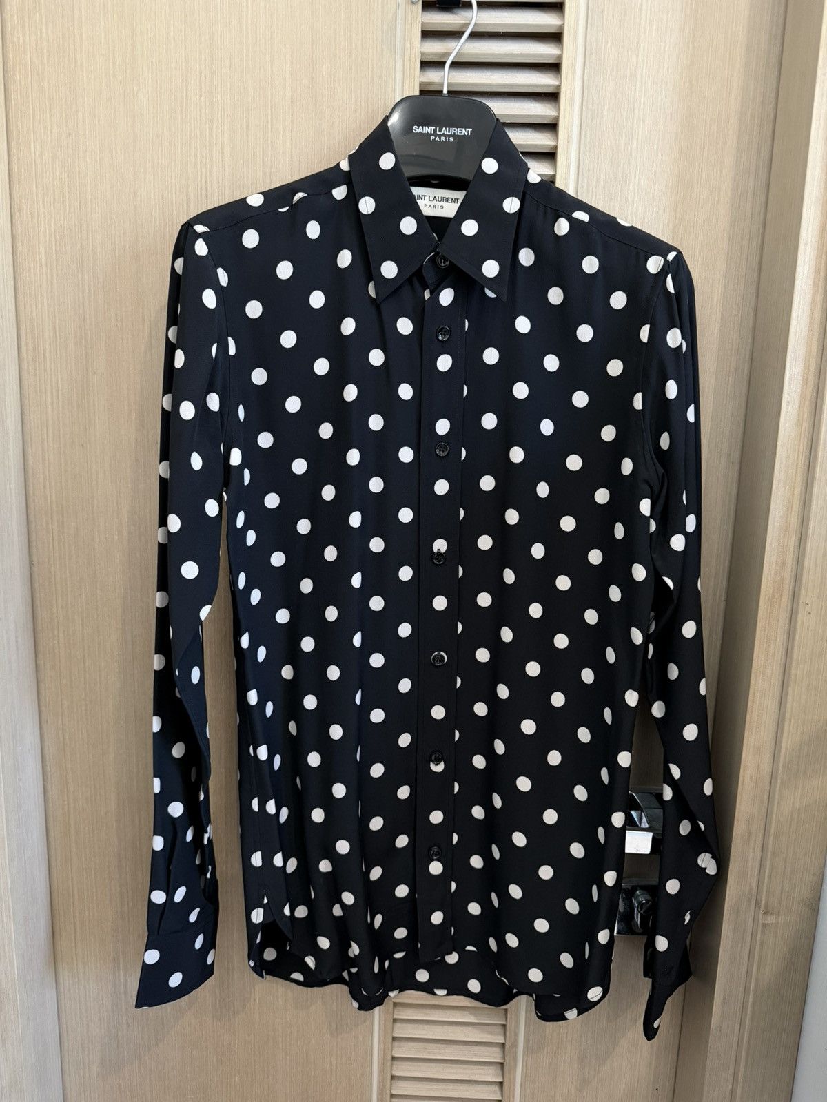 Saint Laurent Paris Saint Laurent FW15 Polka Dot Crepe de Chine Silk Shirt Size US XS / EU 42 / 0 - 2 Thumbnail