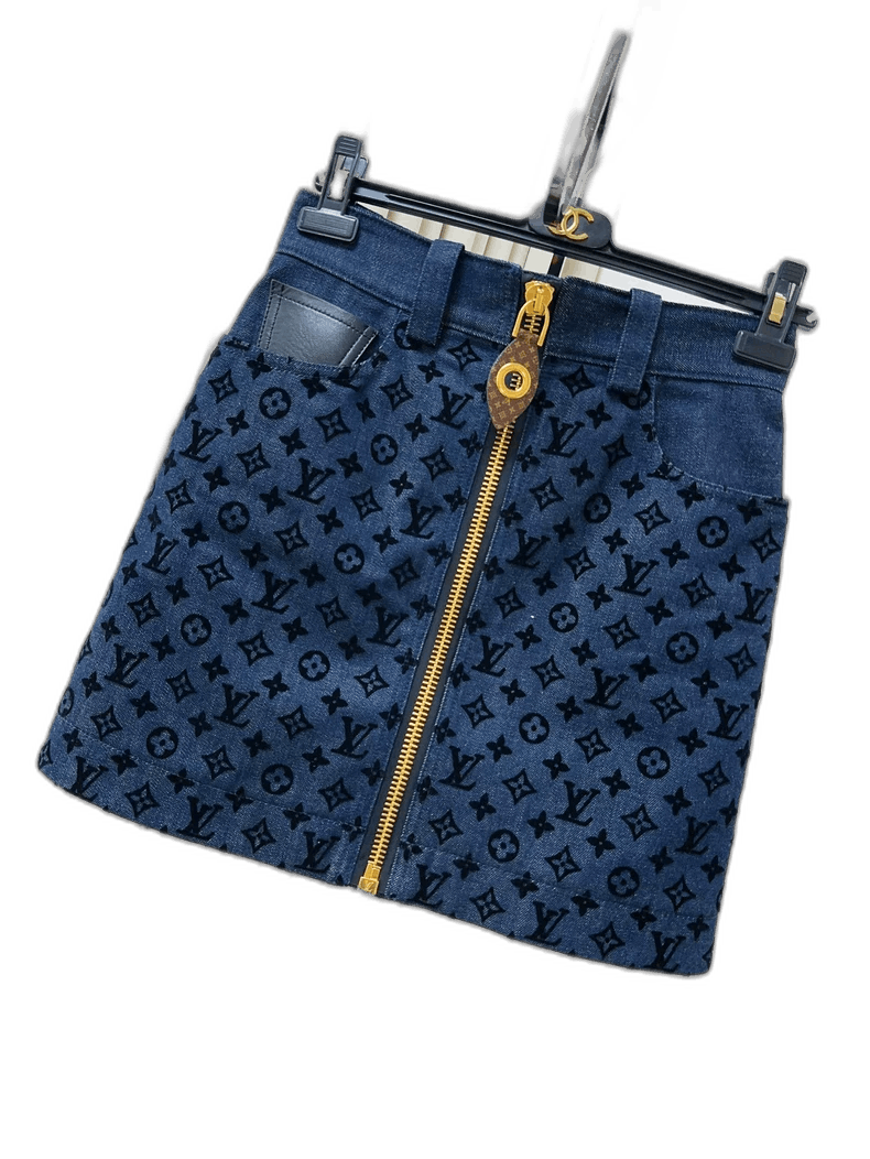 Louis Vuitton Louis Vuitton Blue Logo Zip Front Skirt Size 36" / US 14 / IT 50 - 1 Thumbnail