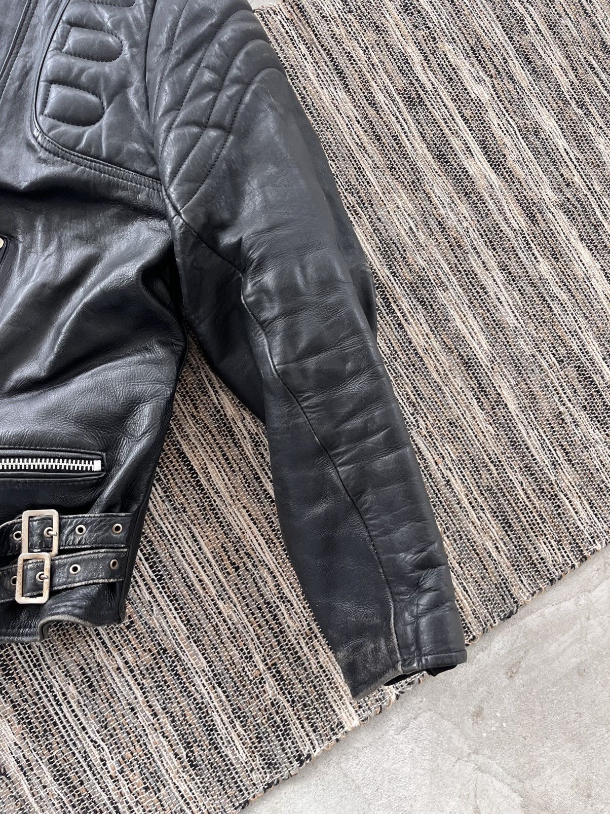 Genuine Leather Vintage Harley Davidson style Faded Black Moto Bomber Jacket Size US L / EU 52-54 / 3 - 9 Thumbnail