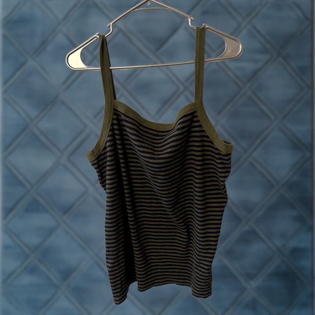 Old Navy Old Navy Tank Top Size XXL Green Blue Striped Cotton Round Neck Slim Fit Size XXL / US 16-18 / IT 52-54 - 1 Thumbnail