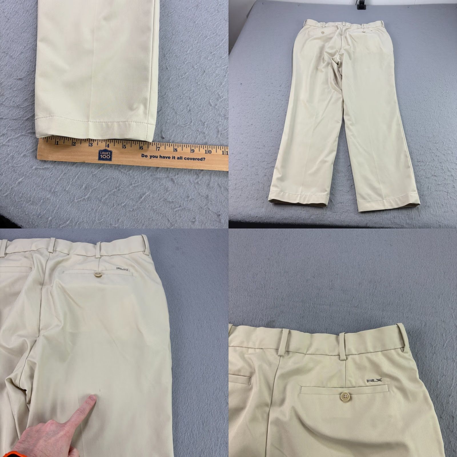 RLX Ralph Lauren RLX Ralph Lauren Pants Mens 34x32 Beige Dress Slacks Zip Front Flat Front Logo Regular Inseam 28 Straight Size US 34 / EU 50 - 8 Thumbnail