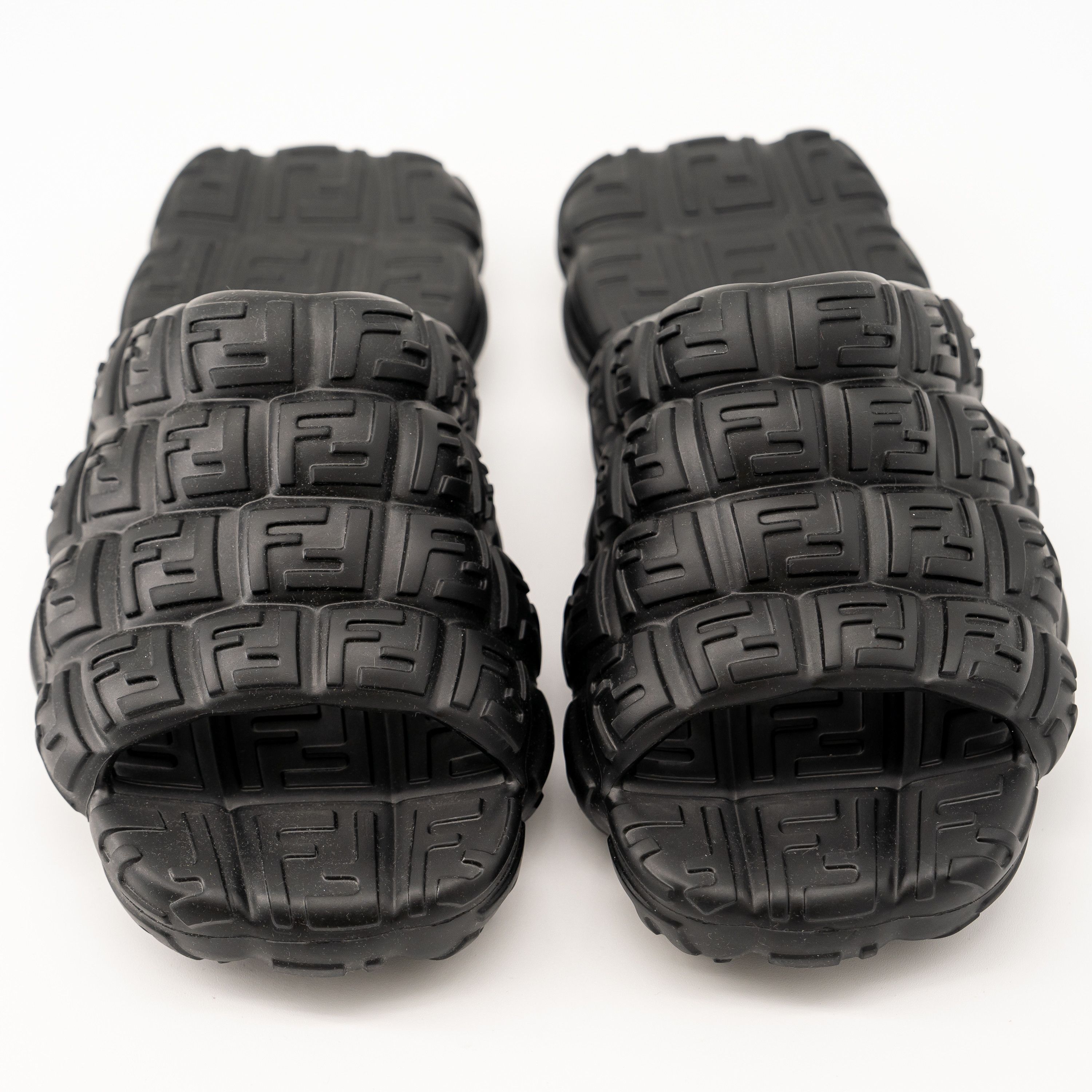 11 uk 12 us Fendi Cloud Slides Black Rubber FF logo Embossed