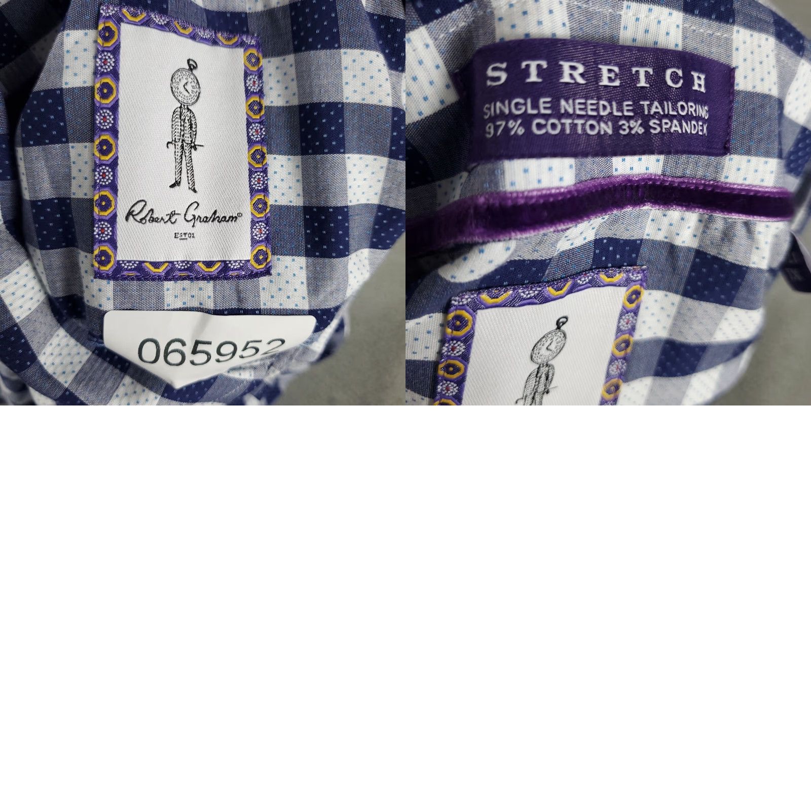 Robert Graham Robert Graham Shirt Mens XL Blue Check Tailored Fit Button-Up Long Sleeve Size US XL / EU 56 / 4 - 8 Thumbnail