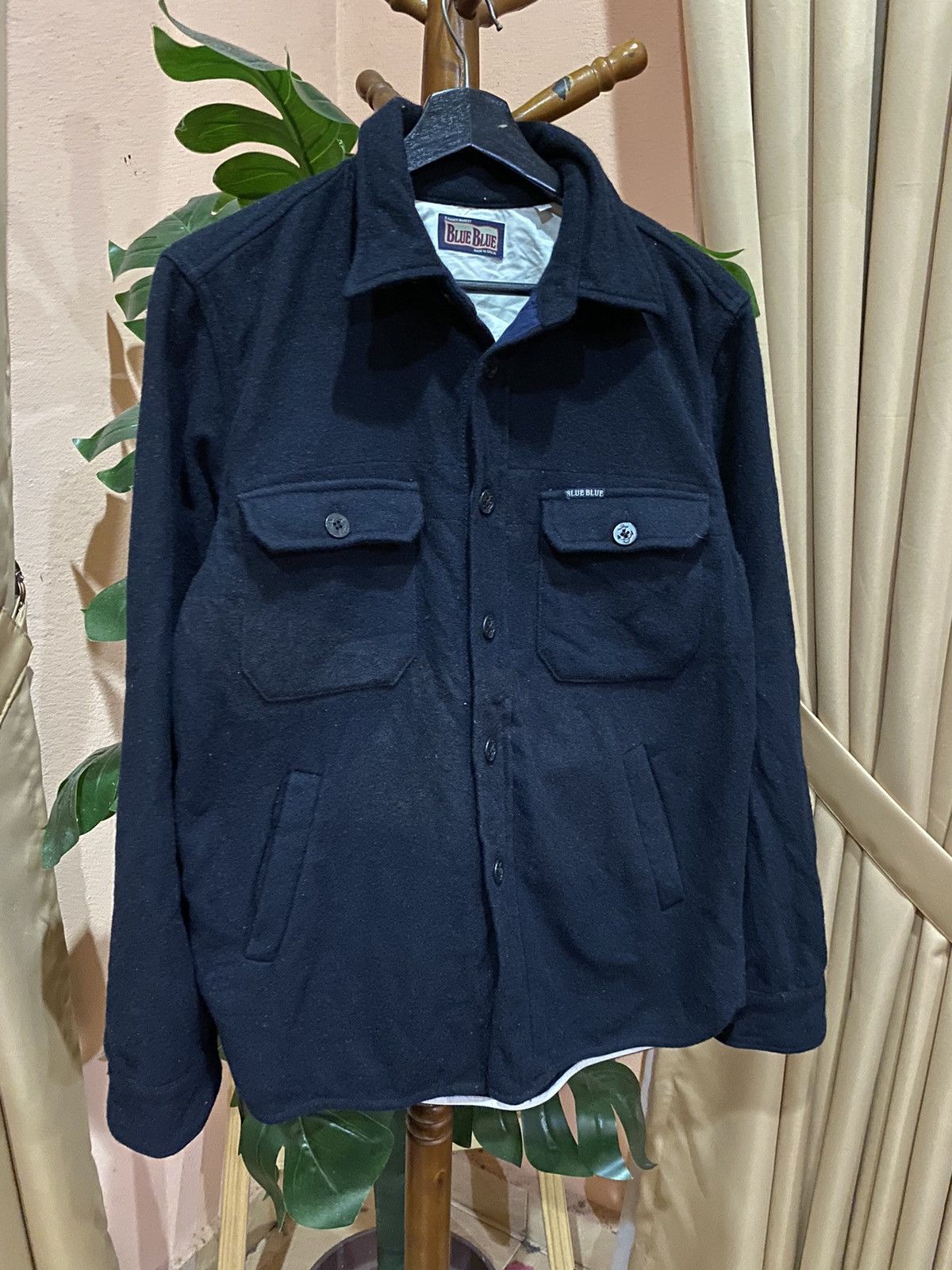 Blue Blue Japan × HOLLYWOOD RANCH MARKET Blue Blue H.Ranch Market Vintage Black Wool Shirt Jacket Size US M / EU 48-50 / 2 - 3 Thumbnail
