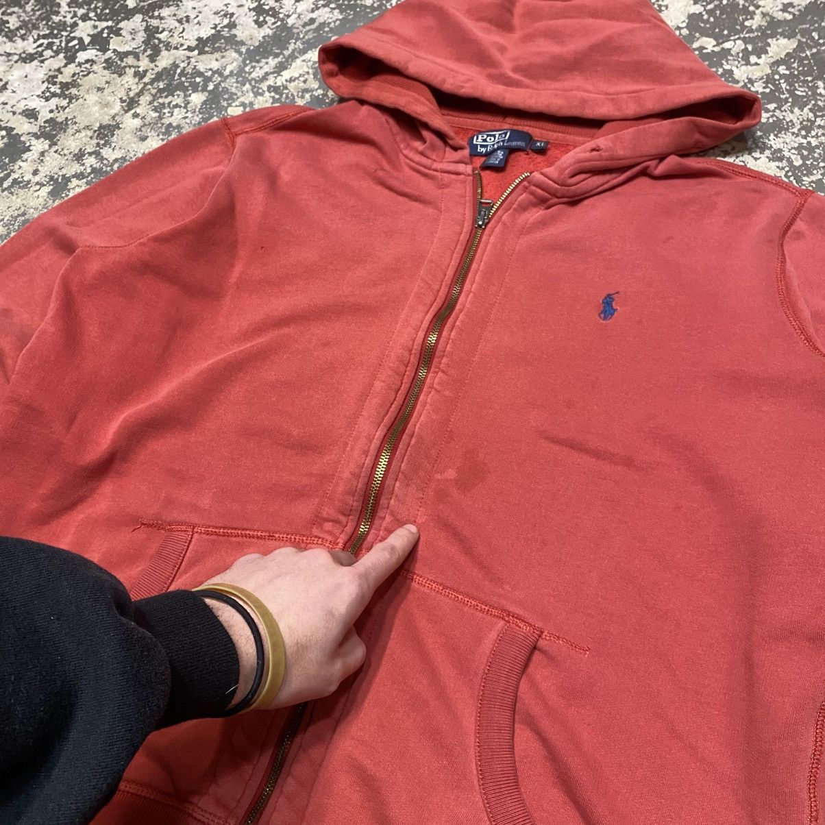 Polo Ralph Lauren × Vintage Vintage Polo Ralph Lauren Pink Salmon Zip Up Hoodie Sweatsh Size US XL / EU 56 / 4 - 6 Thumbnail