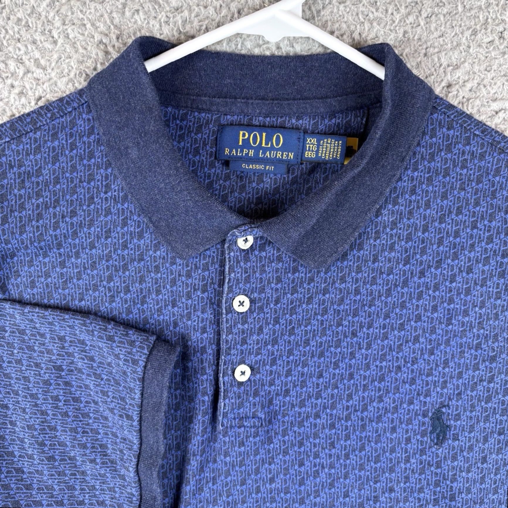 Polo Ralph Lauren Polo Ralph Lauren Shirt Mens 2XL Navy Geometric Classic Fit Soft Cotton Golf Size US XXL / EU 58 / 5 - 2 Thumbnail