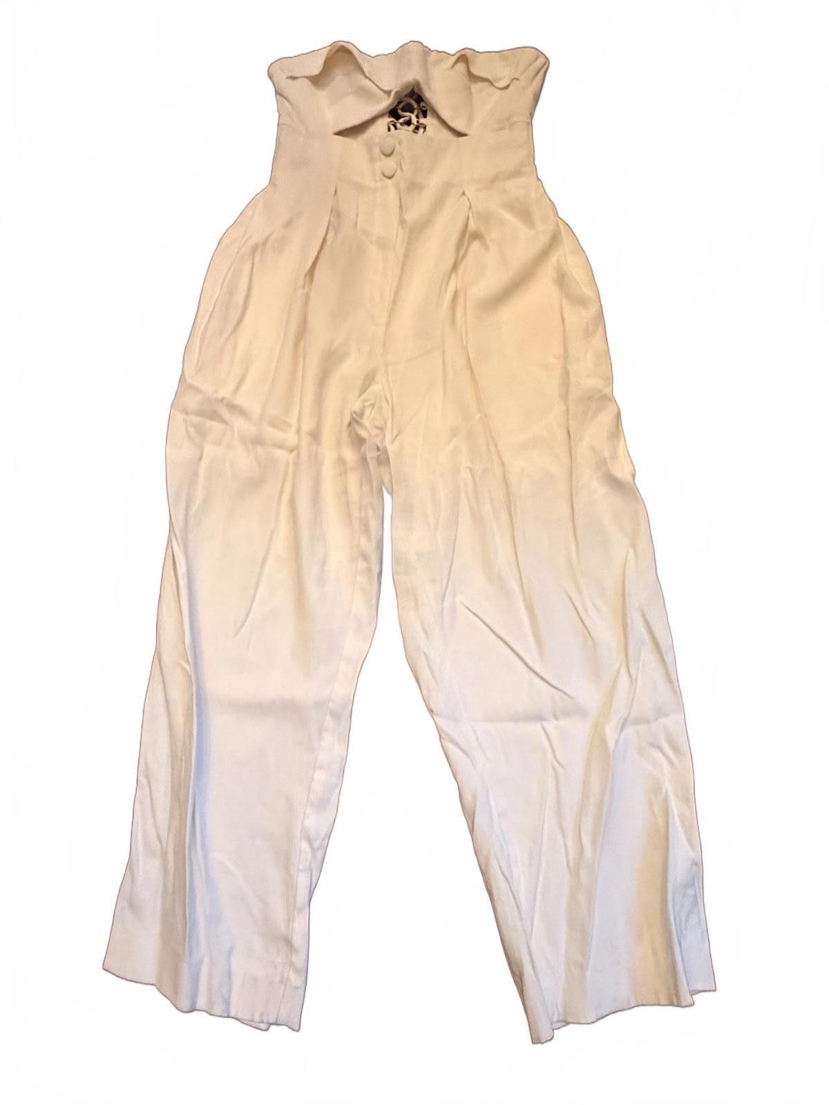 Other Sabina Musayev Rosa Cream Jumpsuit with Cutout and Lace-Up Size ONE SIZE - 3 Thumbnail