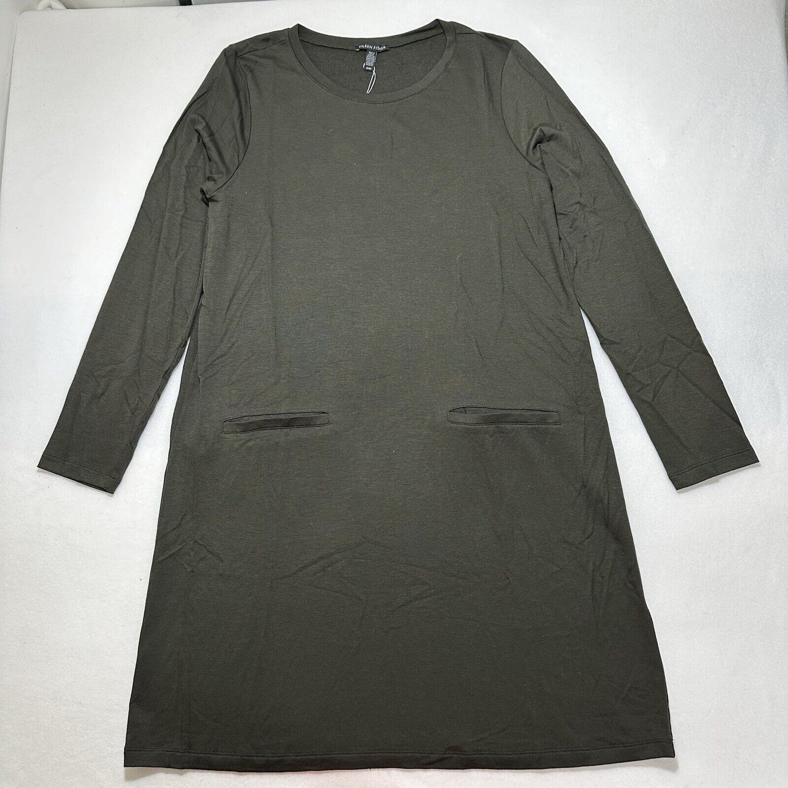 Eileen Fisher Eileen Fisher Medium Dark Green Round Neck Tunic Dress Size M / US 6-8 / IT 42-44 - 1 Thumbnail