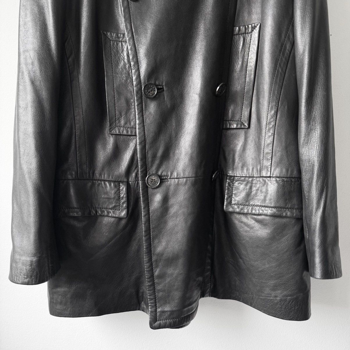Gucci Gucci Tom Ford FW1996 Double Breasted Lined Leather Peacoat Size US M / EU 48-50 / 2 - 4 Thumbnail