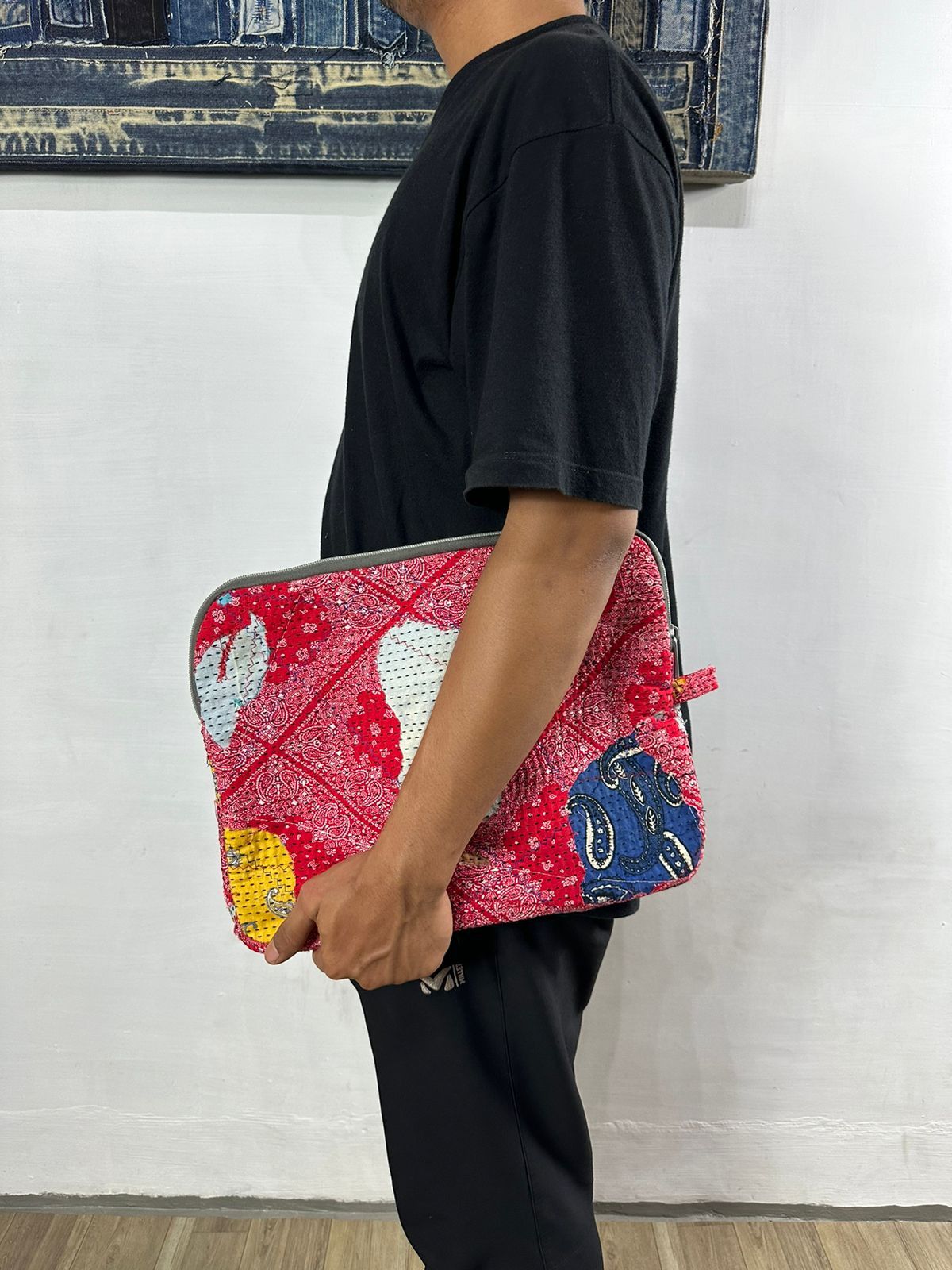 Other Custom Made Distressed Paisley Patchwork Boro Clutch bag Size ONE SIZE - 11 Thumbnail