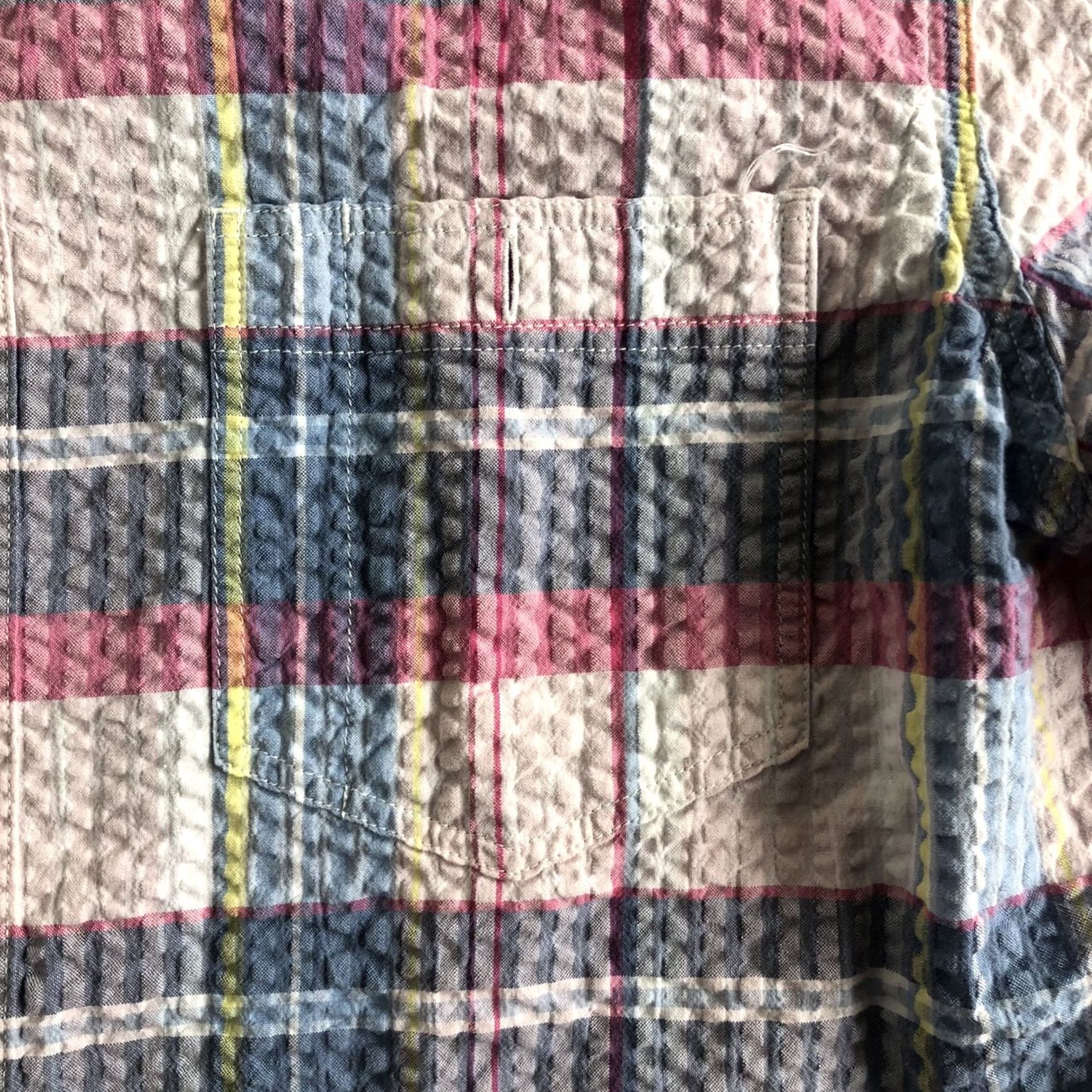 Lucky Brand Lucky Brand Mens Button-Up Shirt Seersucker Plaid Short Sleeve Classic Fit M Multicolor Casual Pocketed Size US 31 - 4 Thumbnail