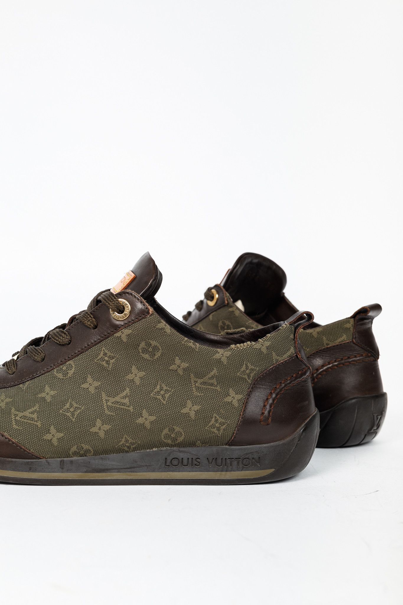 Louis Vuitton Louis Vuitton Khaki Mini Lin Monogram Canvas Sneakers Size US 8 / IT 38 - 9 Thumbnail