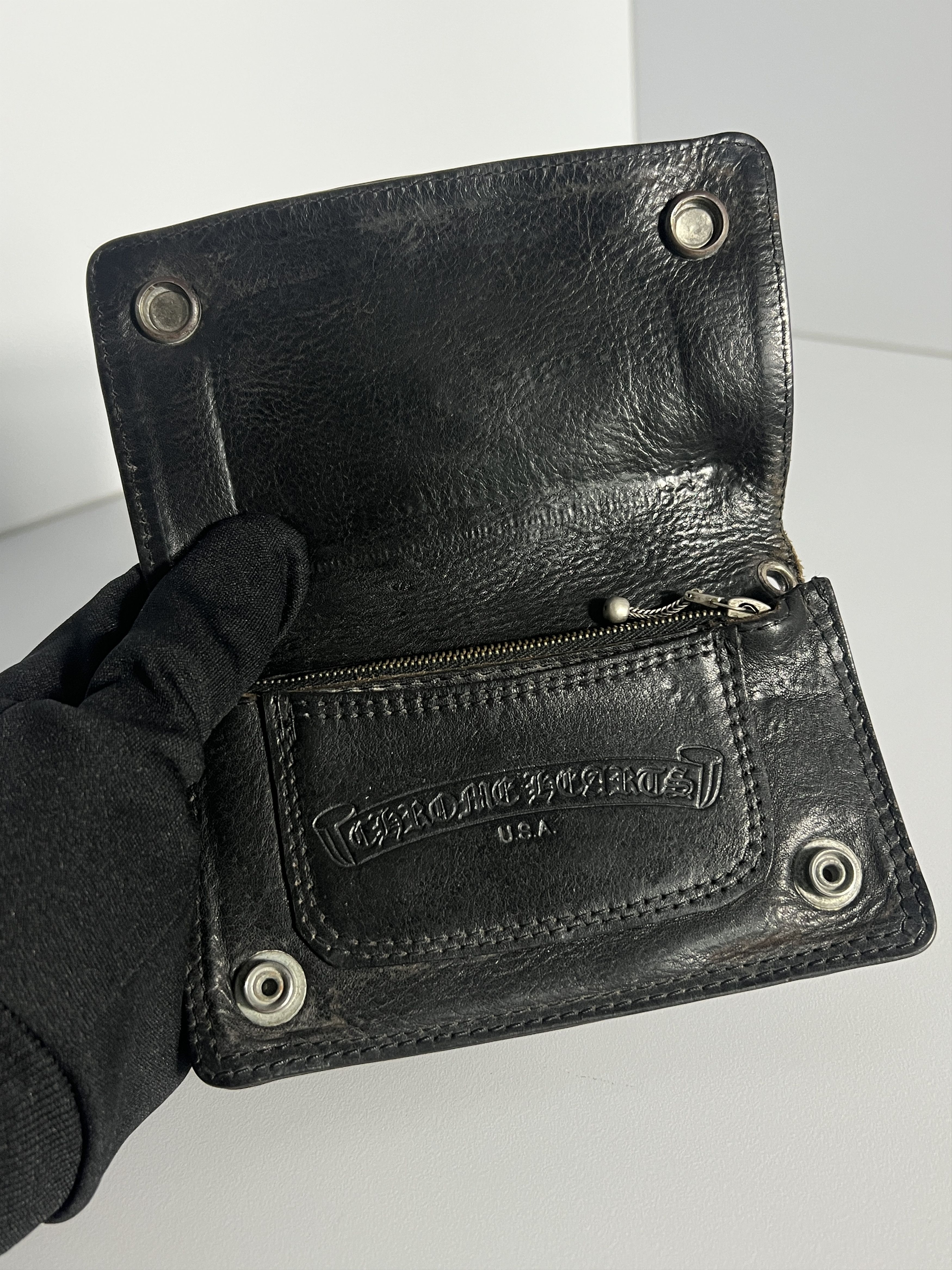 Chrome Hearts Chrome Hearts Leather Snap Wallet Silver Buttons Black Size ONE SIZE - 8 Thumbnail