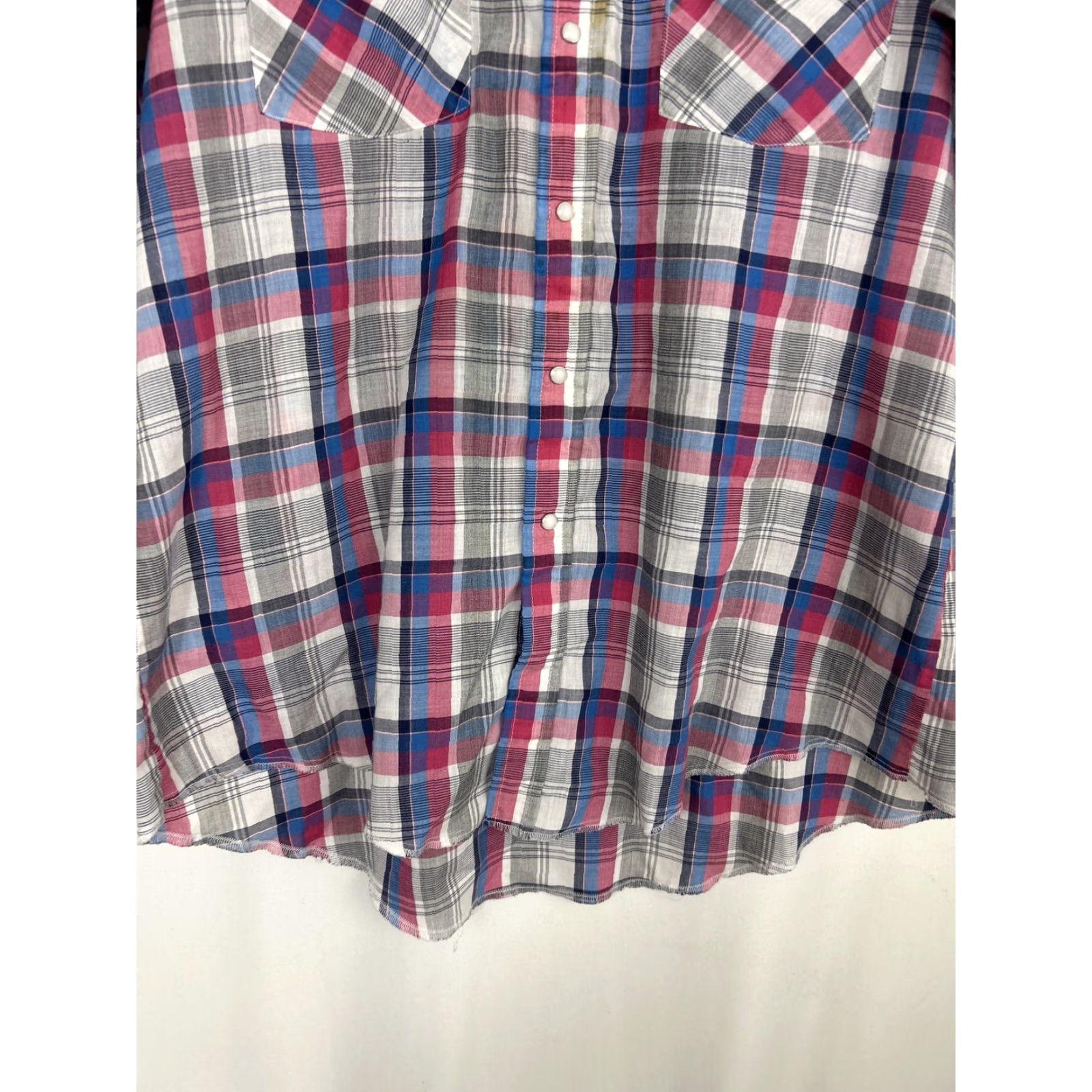 Vintage VINTAGE Western Frontier Mens Large Pearl Snap Long Sleeve Plaid Red White Blue Shirt Size US L / EU 52-54 / 3 - 7 Thumbnail