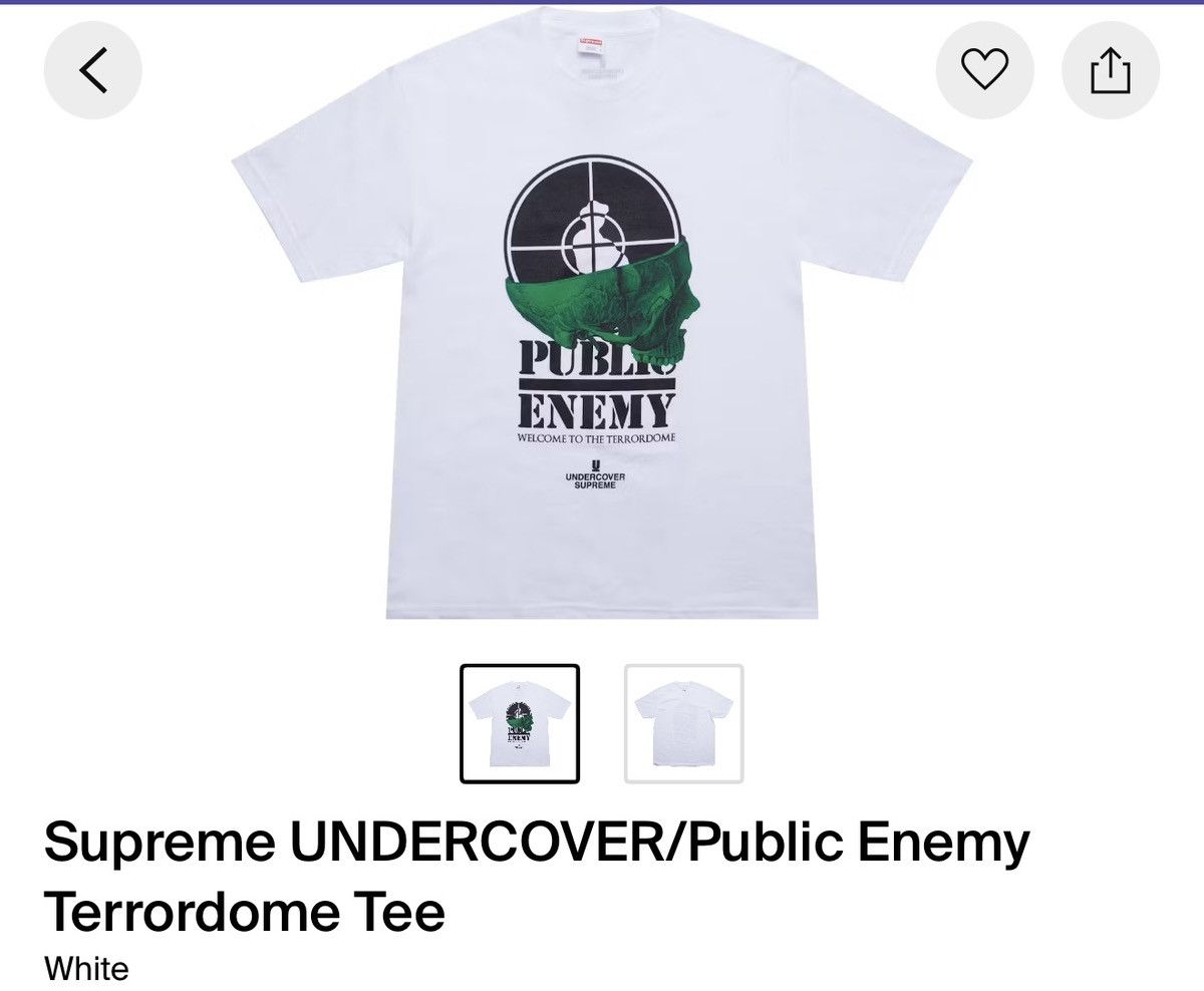 新作！18 Supreme UNDERCOVER Public Enemy Terrordome Tee白 Public Enemy × Supreme × Undercover Public Enemy Terrordome