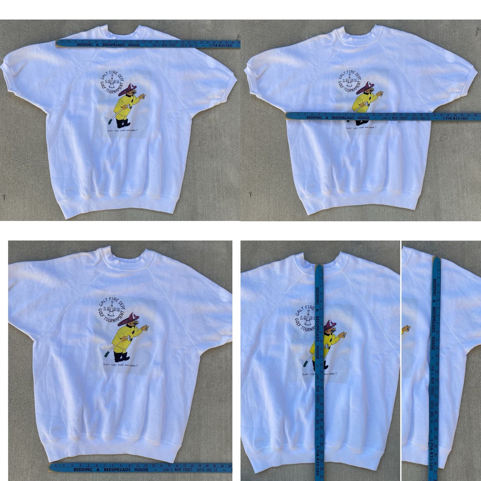 Tultex Vtg Galt Fire Dept Golf Tournament 1992 Raglan Sweatshirt Short Sleeve Tultex White L Mens Size US L / EU 52-54 / 3 - 11 Thumbnail