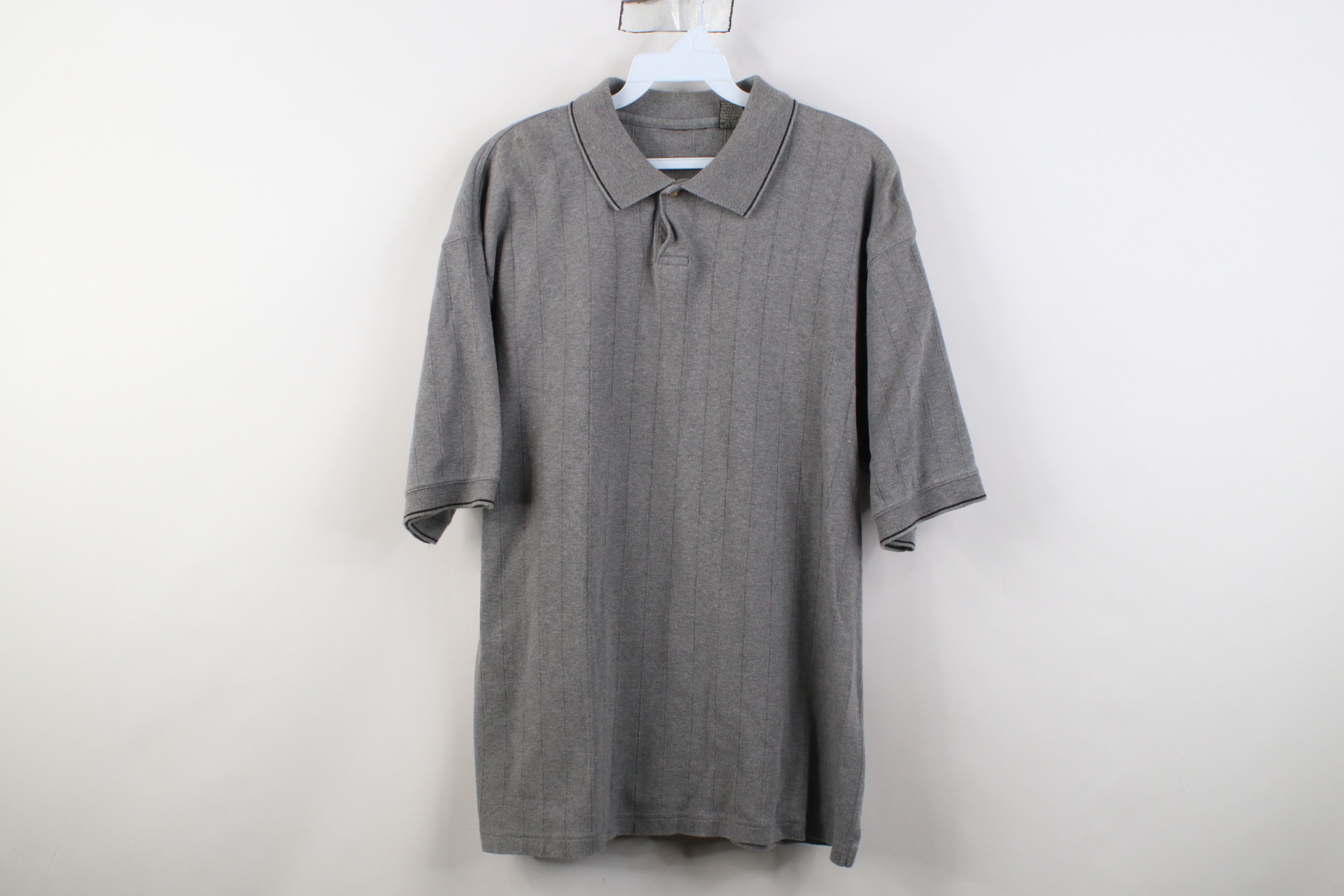 Vintage Vintage 90s Streetwear Ribbed Knit Golf Polo Shirt Gray Size US S / EU 44-46 / 1 - 1 Thumbnail