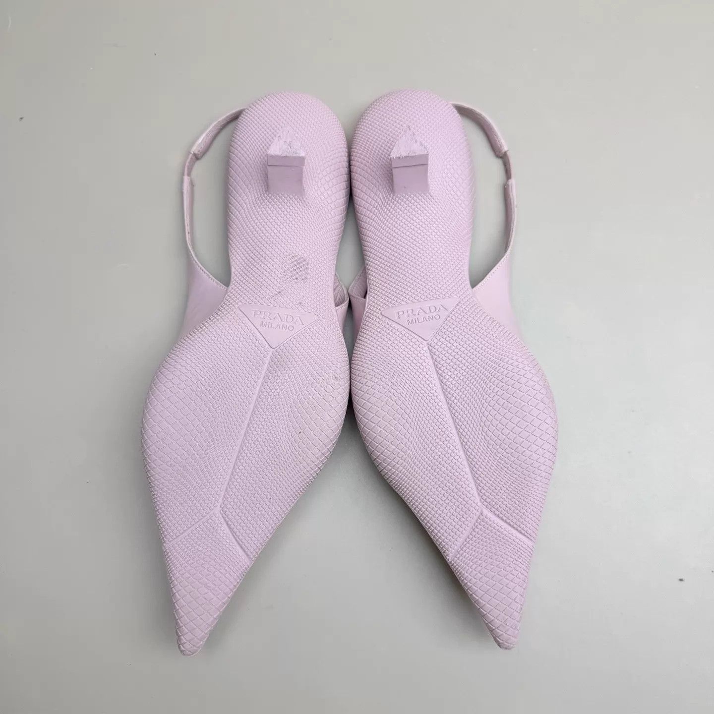 Prada Prada Light Pink Triangle Logo Heels 36 (95New) Size US 5.5 / IT 35.5 - 6 Thumbnail