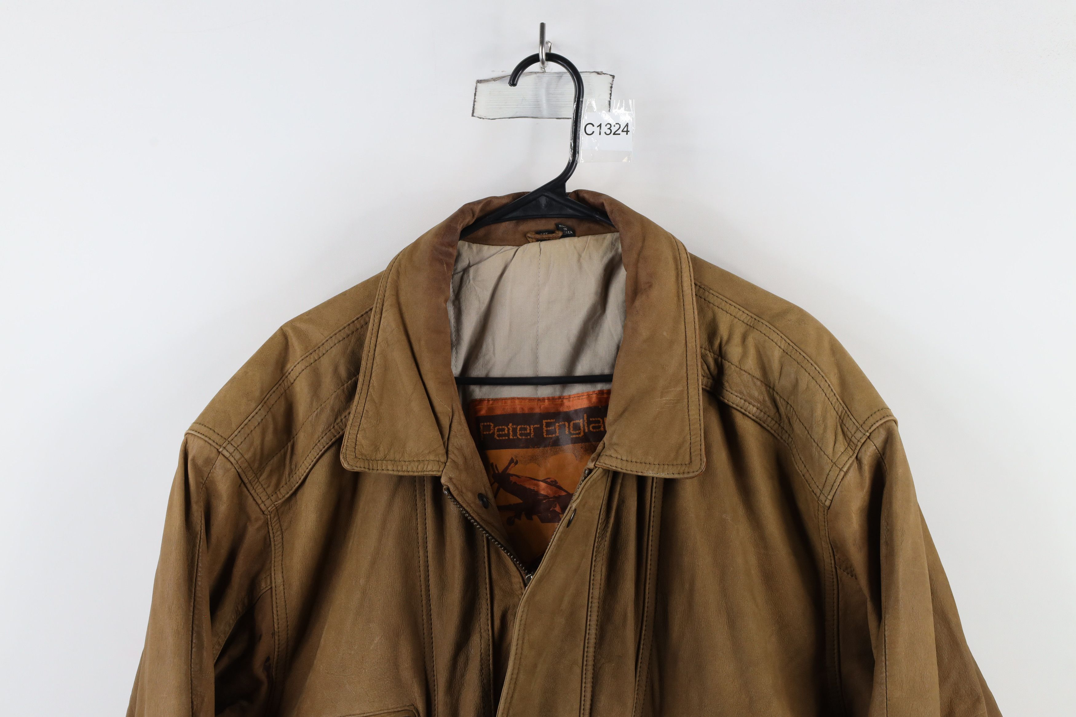 Vintage Vintage 90s Streetwear Leather Full Zip Bomber Flight Jacket Size US XL / EU 56 / 4 - 2 Thumbnail