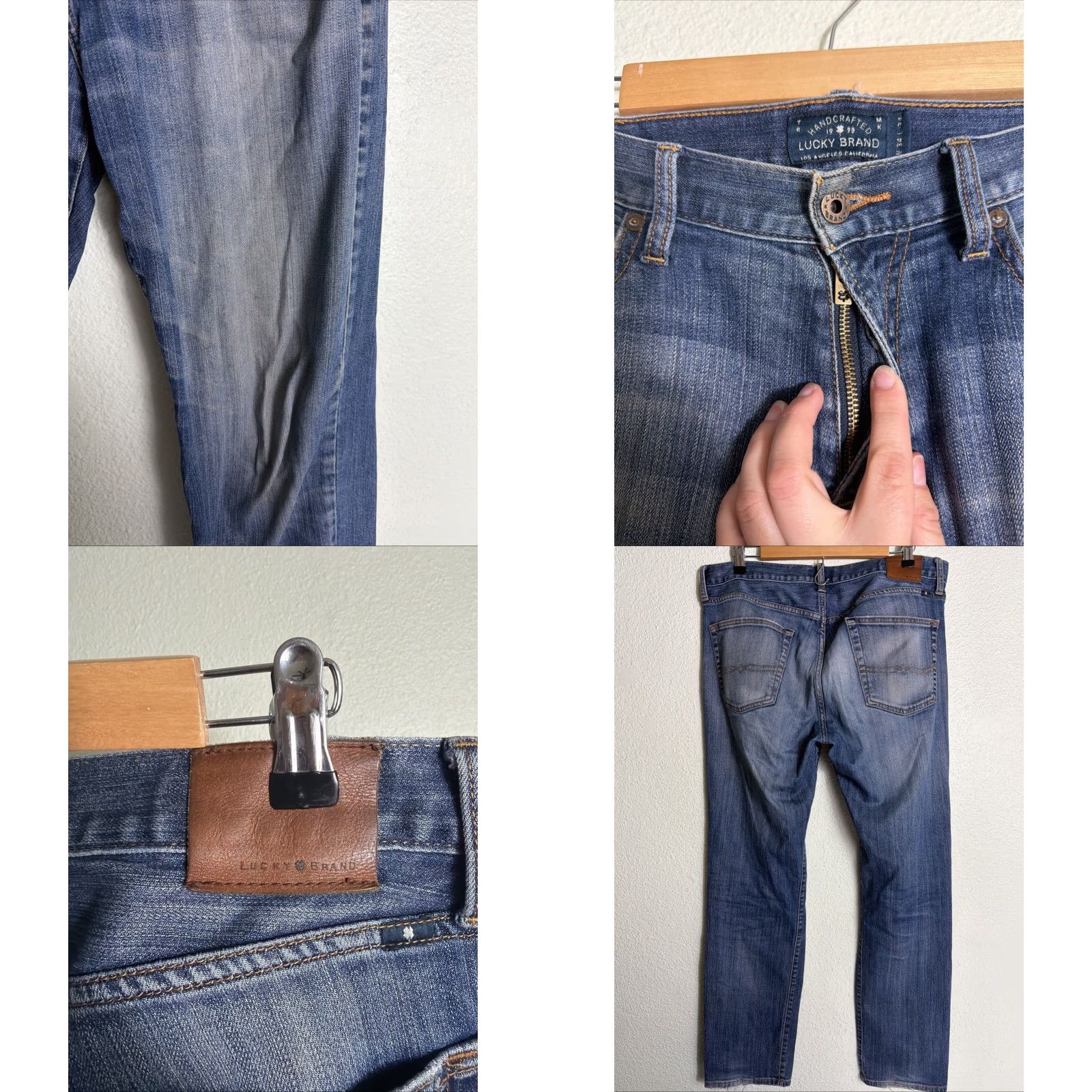 Lucky Brand Lucky Brand 221 Original Straight Medium Wash Stained Jeans Mens 34x34 Blue Straight Mens 34 Inseam 34 Regular Fit Size US 34 / EU 50 - 8 Thumbnail
