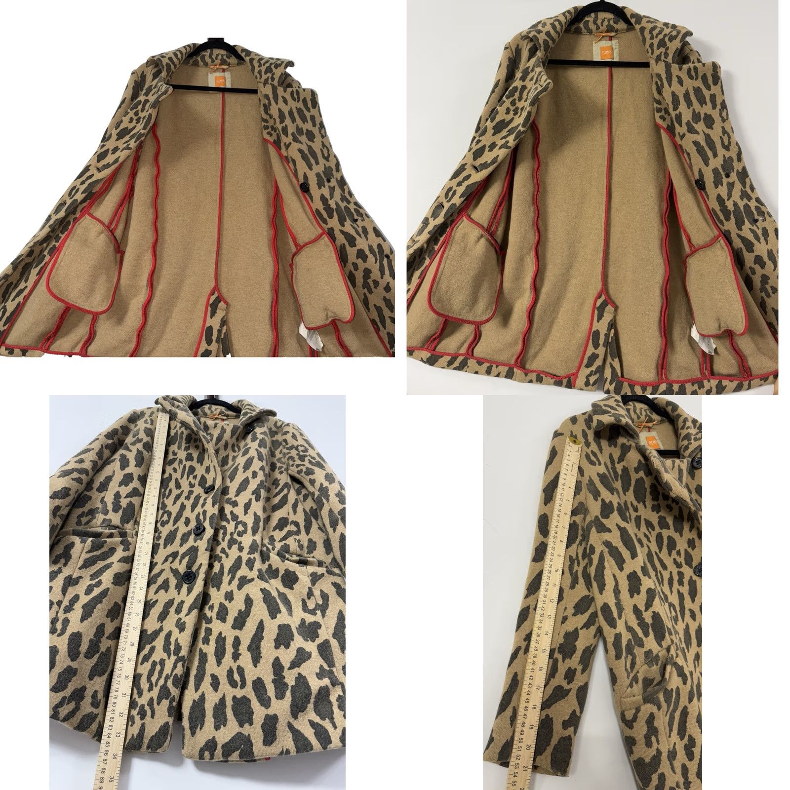 Vintage BOSS Wool Cashmere Blend Leopard Print Coat Animal Print Knit Size 8 Size M / US 6-8 / IT 42-44 - 9 Thumbnail