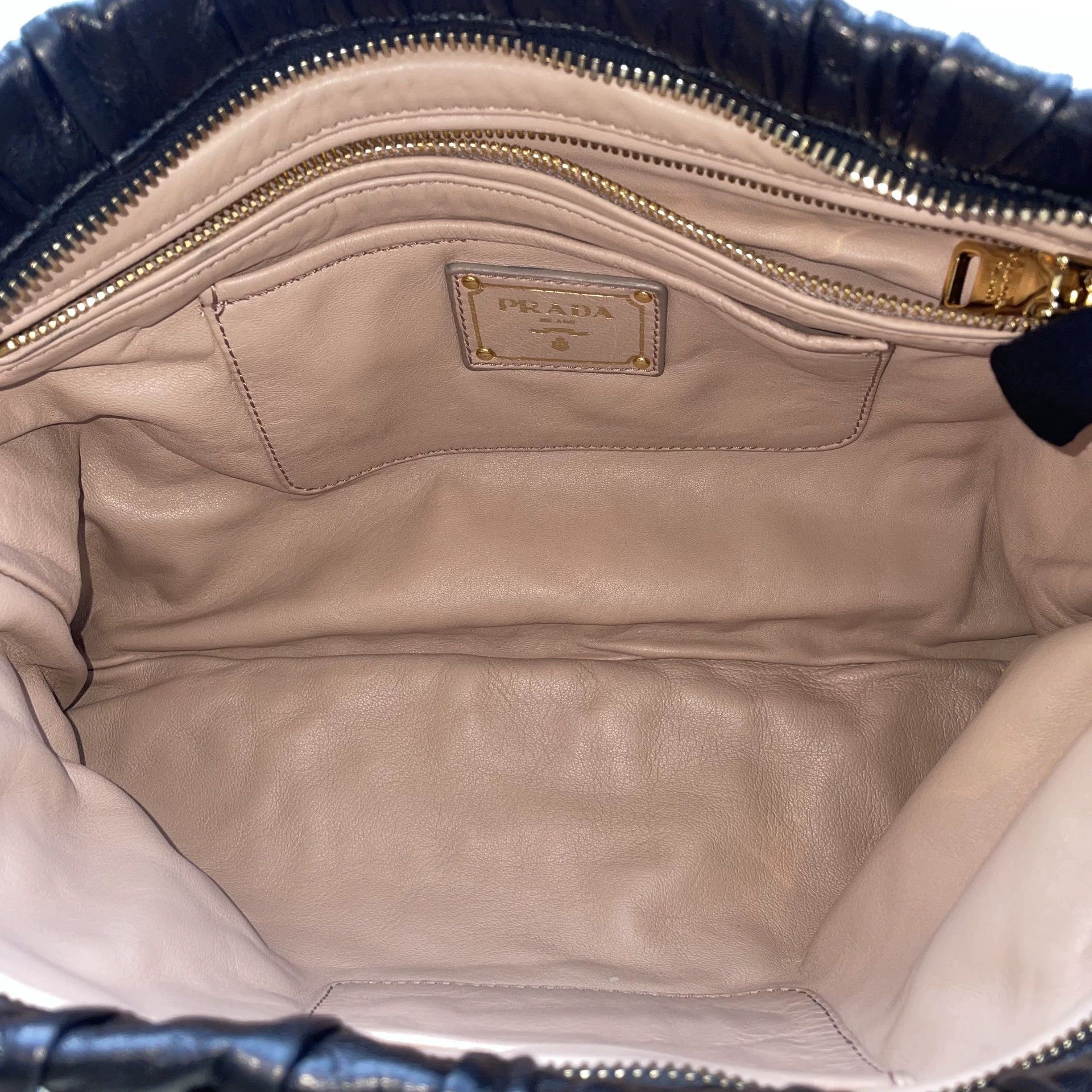 Prada Prada Pleated Black Gold Clutch 98 New w/ Chain Size ONE SIZE - 7 Thumbnail