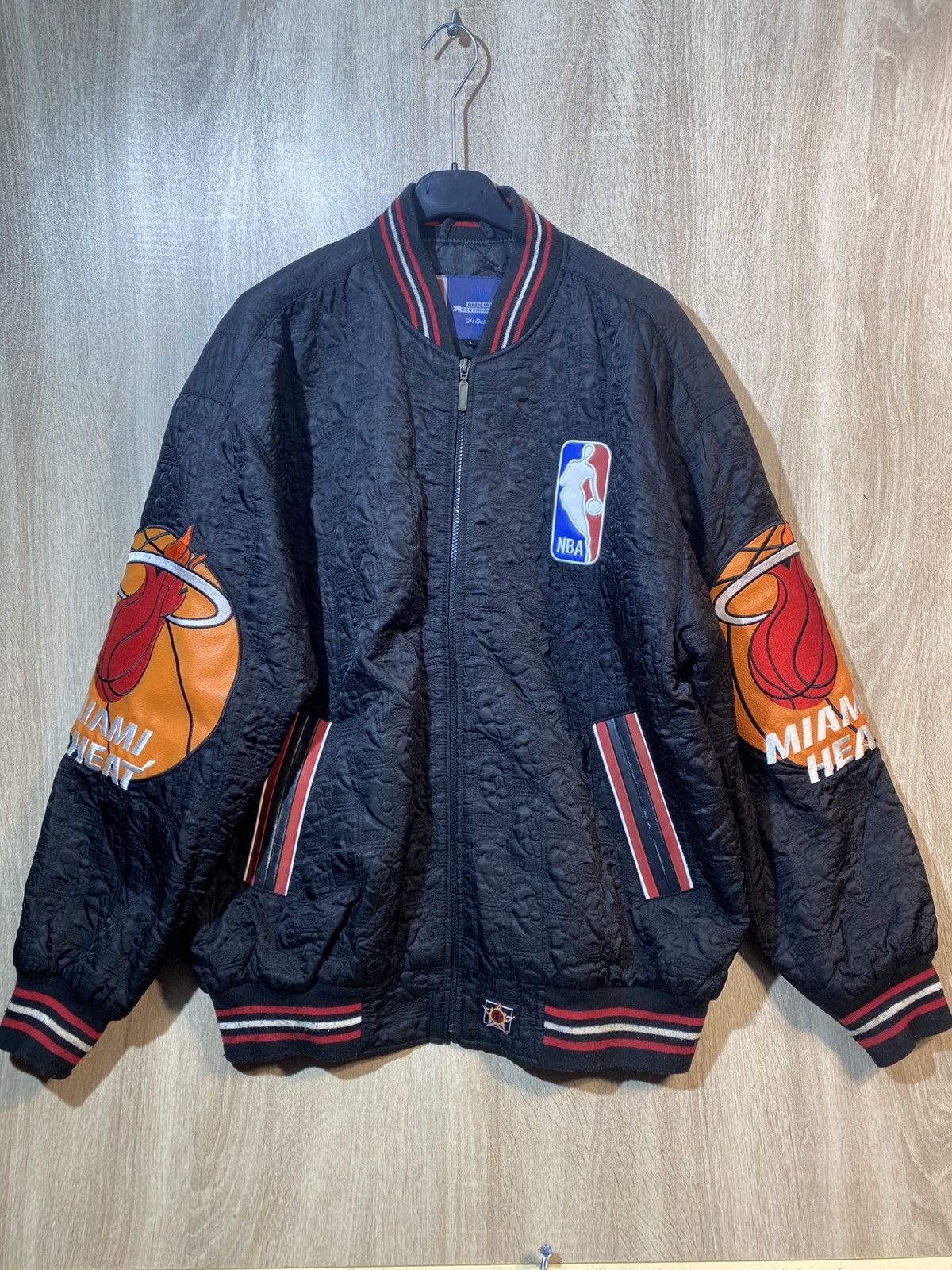 VTG 90s NBA Starter Pullover 1/2 Zip Hooded Jacket Coat Large Miami Heat store Rare