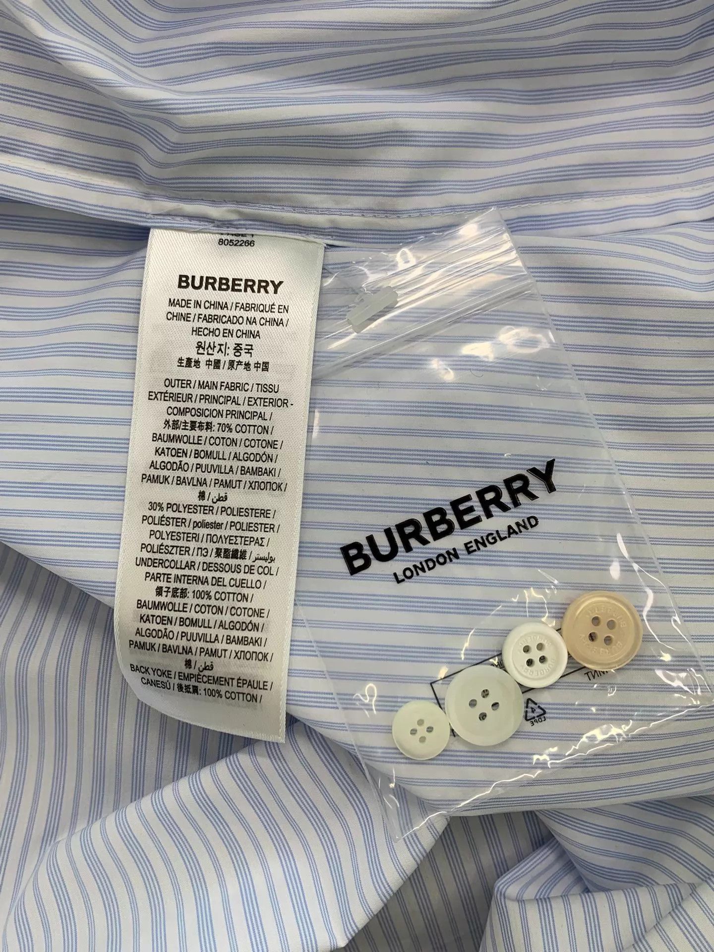 Burberry Burberry Blue Letter Stripe Print Shirt Size XS / US 0-2 / IT 36-38 - 5 Thumbnail