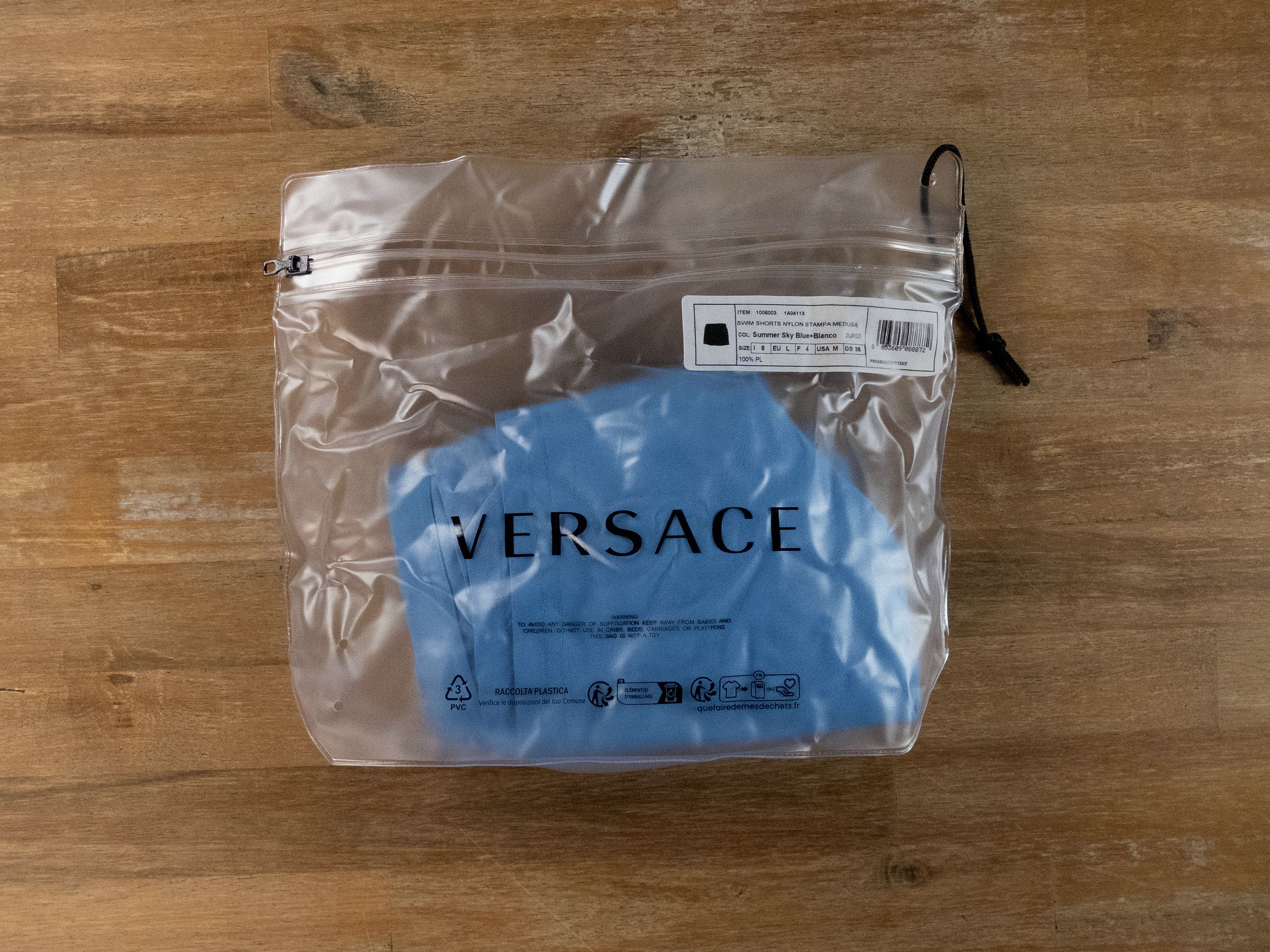 Versace VERSACE light blue Medusa logo swim shorts 5 Large trunks Size US 34 / EU 50 - 9 Thumbnail