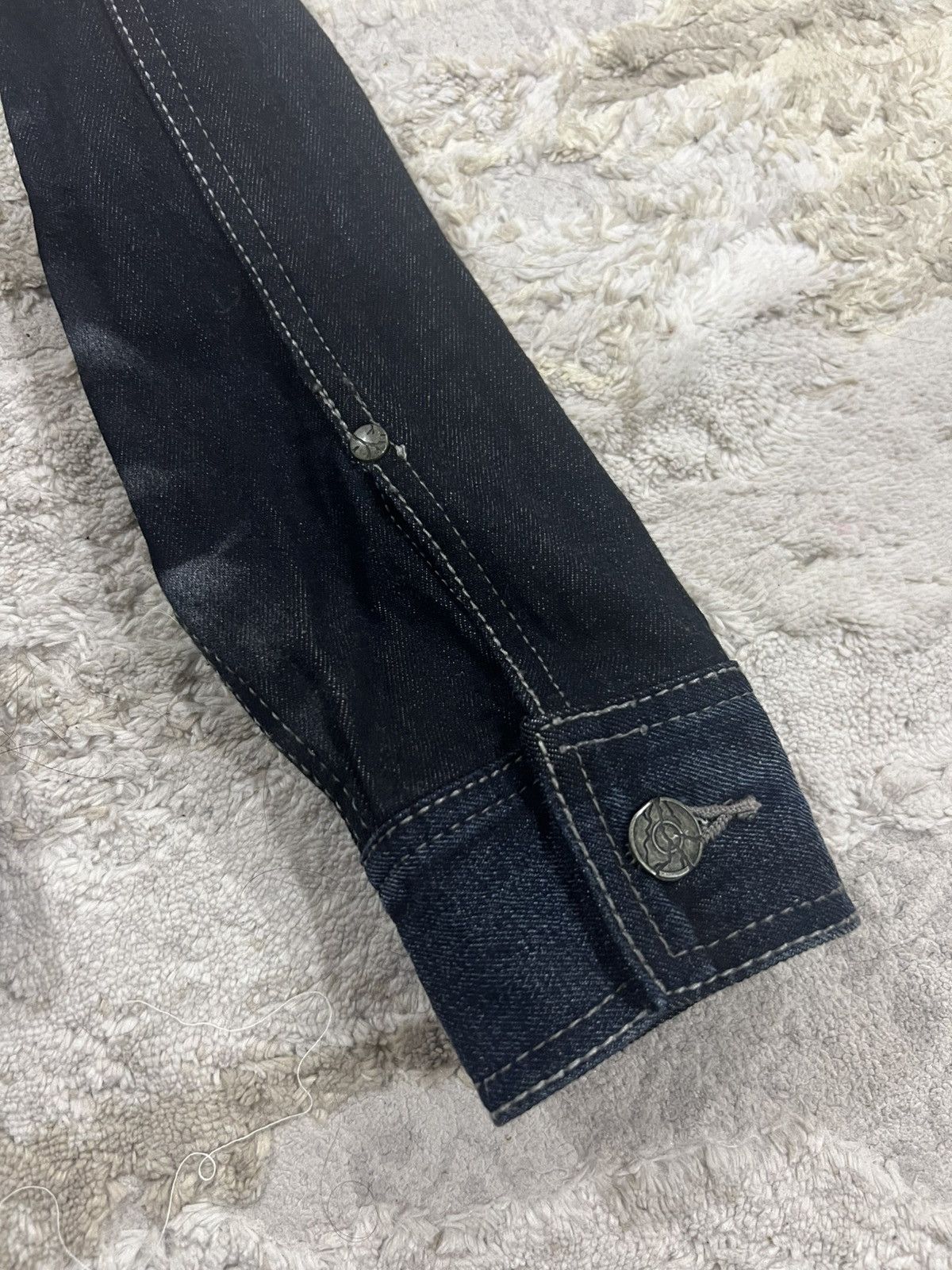GOSTAR DE FUGA × KMRii × Yasuyuki Ishii Y2K Gostar de Fuga Elongated Arm Whiskers Faded Denim Jacket Size US S / EU 44-46 / 1 - 6 Thumbnail
