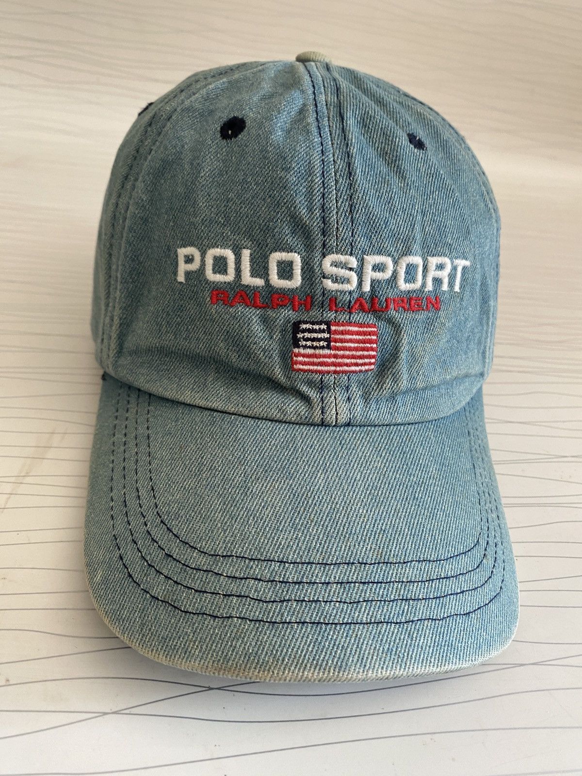 Polo Ralph Lauren 💥Vintage Polo Sport Denim Cap Size ONE SIZE - 4 Thumbnail