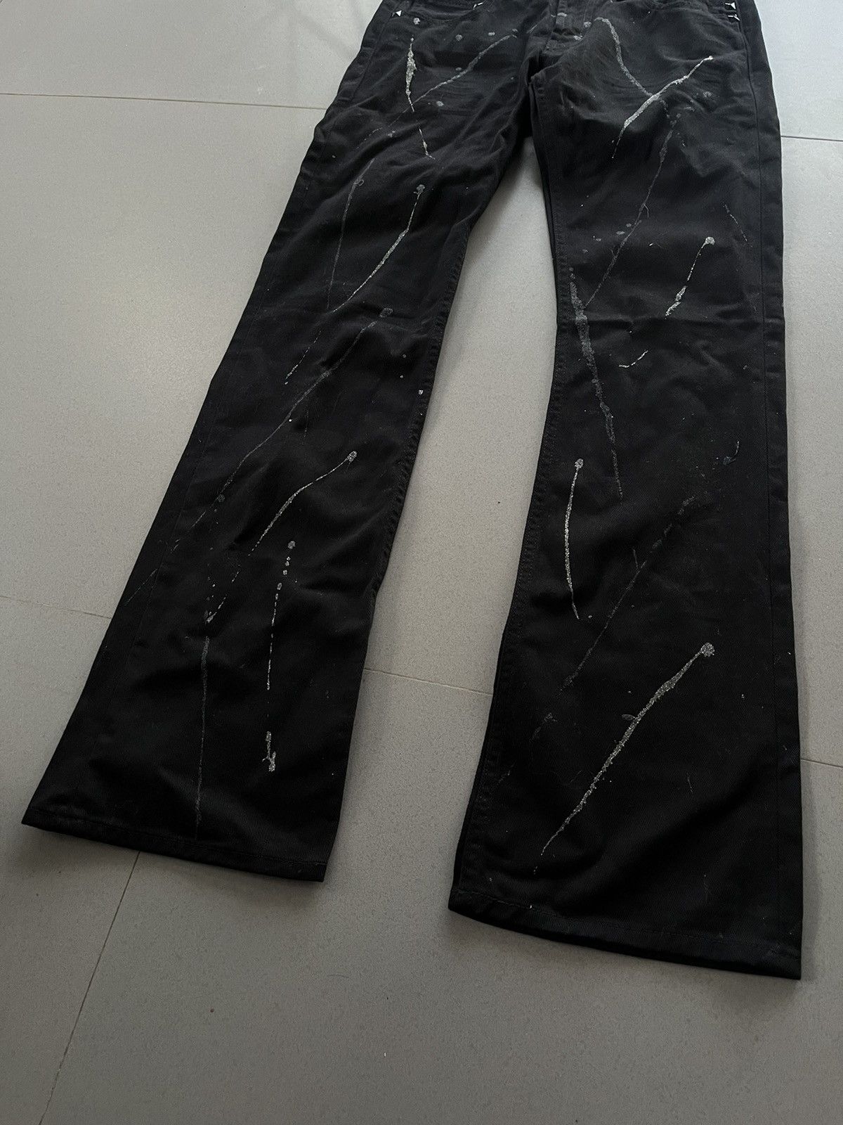 Isamu Katayama Backlash JAPANESE SORRIDERE FLARE BOOT CUT DENIM BLACK PAINT STAIN Size US 30 / EU 46 - 5 Thumbnail