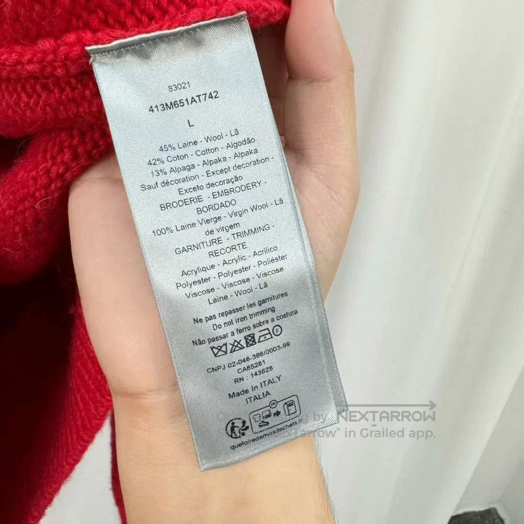 Dior red embroidered dinosaur sweater by Dior. Size US L / EU 52-54 / 3 - 5 Thumbnail