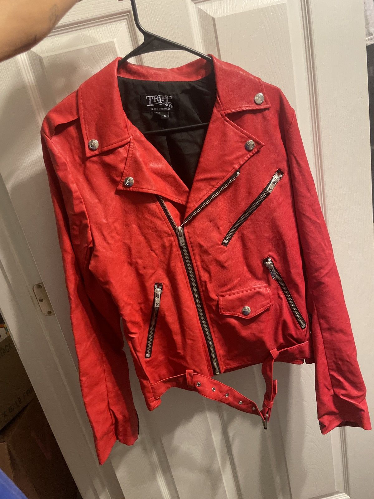 Tripp NYC × Vintage Tripp NYC Red Leather Moto Jacket Size US S / EU 44-46 / 1 - 6 Thumbnail
