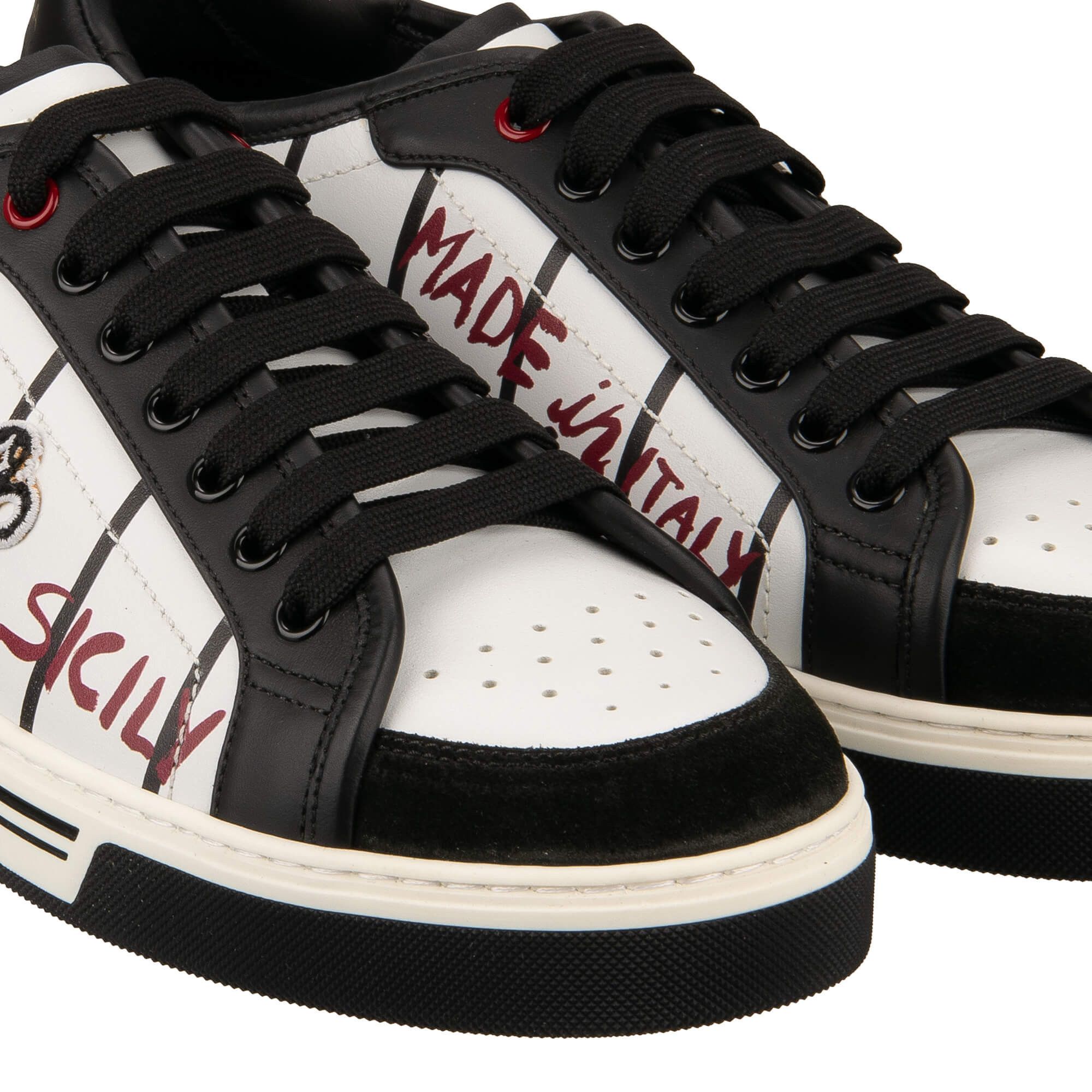 Dolce & Gabbana o1y0125 Logo Embellished Low-Top Sneakers in Black/White Size US 6 / EU 39 - 5 Thumbnail