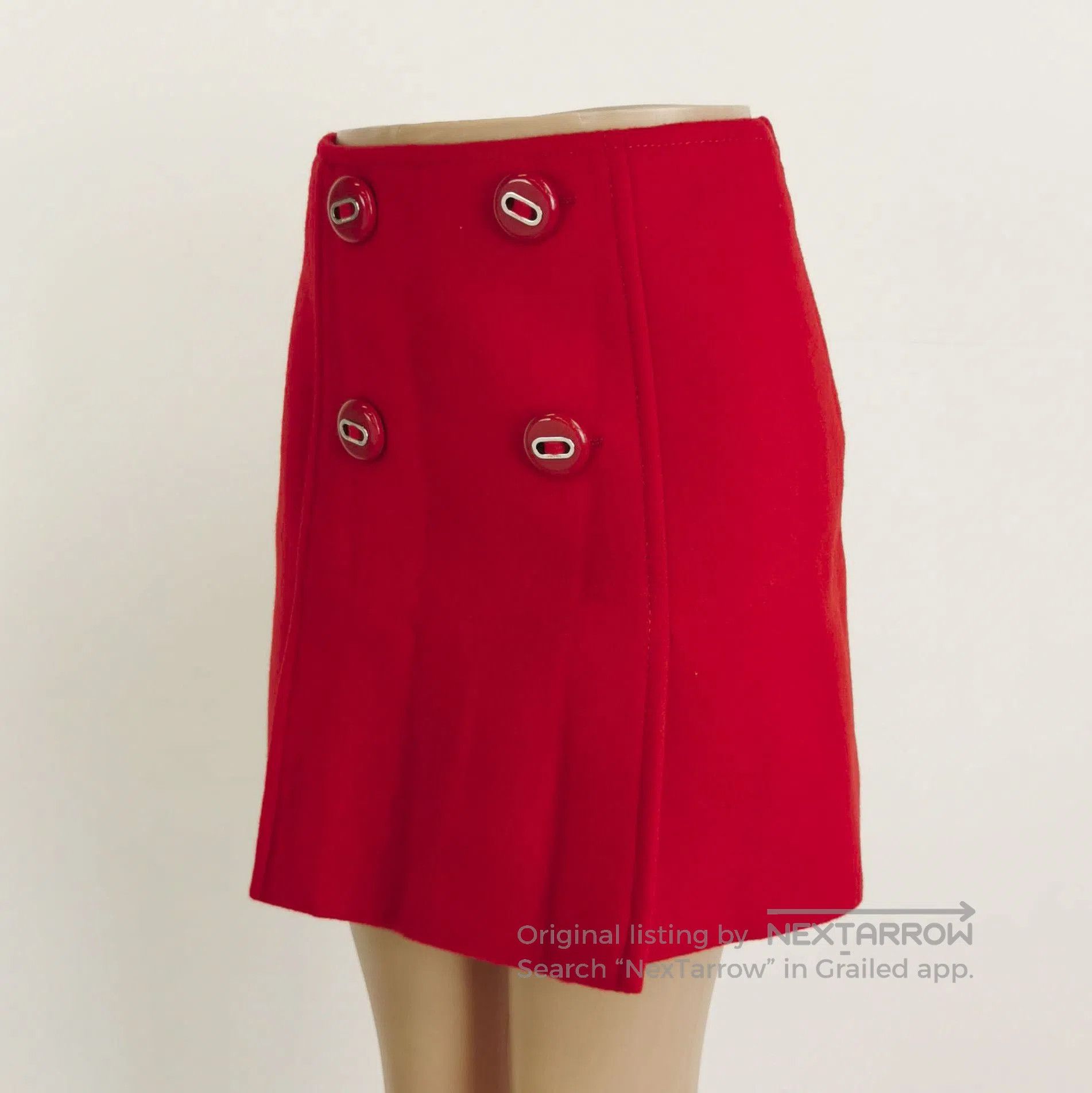 Prada Prada Red Wool Mini Skirt with Detail . Size 37" - 2 Thumbnail