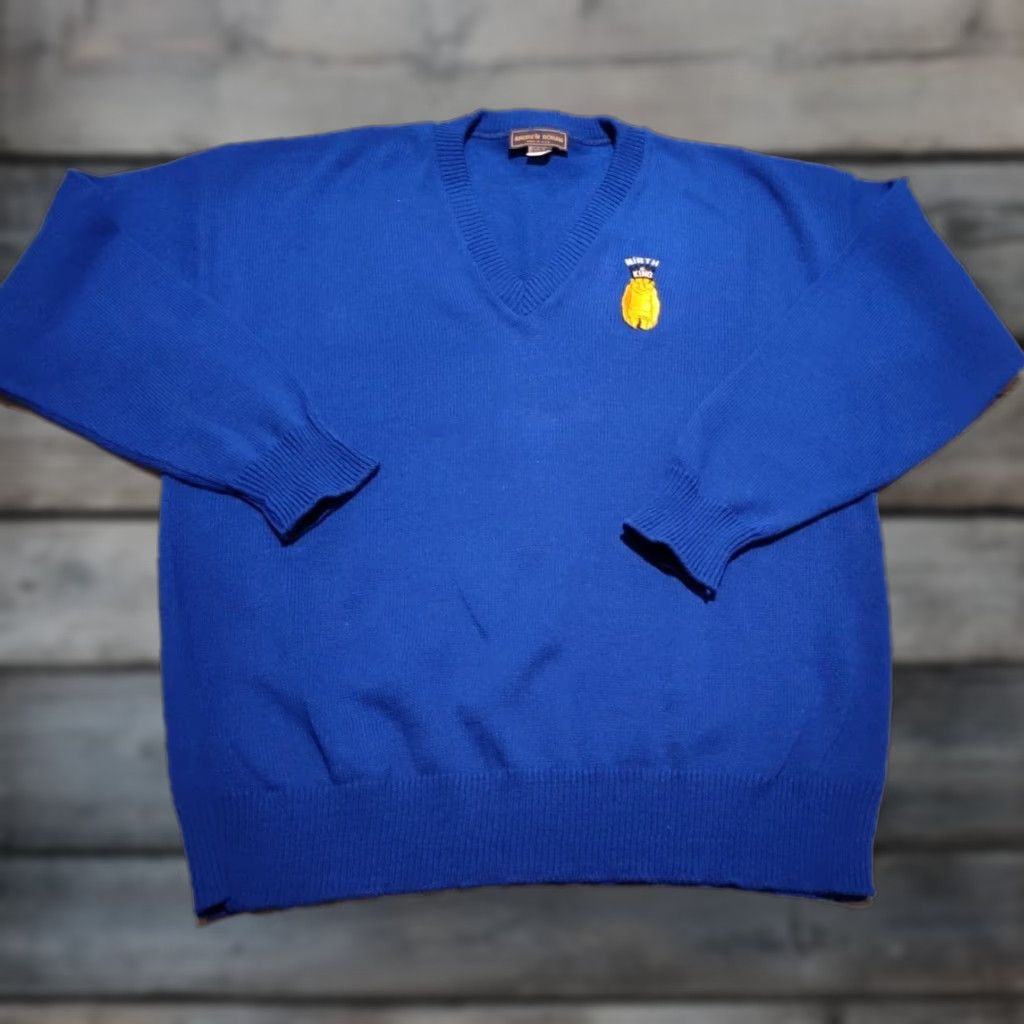 Vintage VINTAGE Andrew Rohan Men’s Sweater Pullover Long Sleeve V-Neck Mirth is King Mason Logo Blue XL Made in USA Size US XL / EU 56 / 4 - 1 Thumbnail