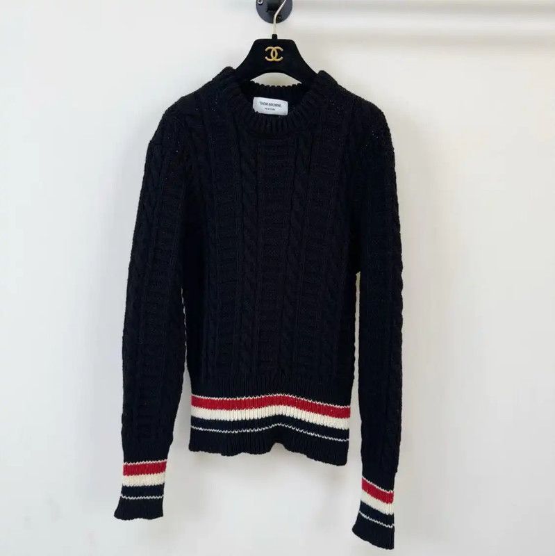 Thom Browne Thom Browne Black Cable Knit Sweater for Women 0089 Size S / US 4 / IT 40 - 1 Thumbnail
