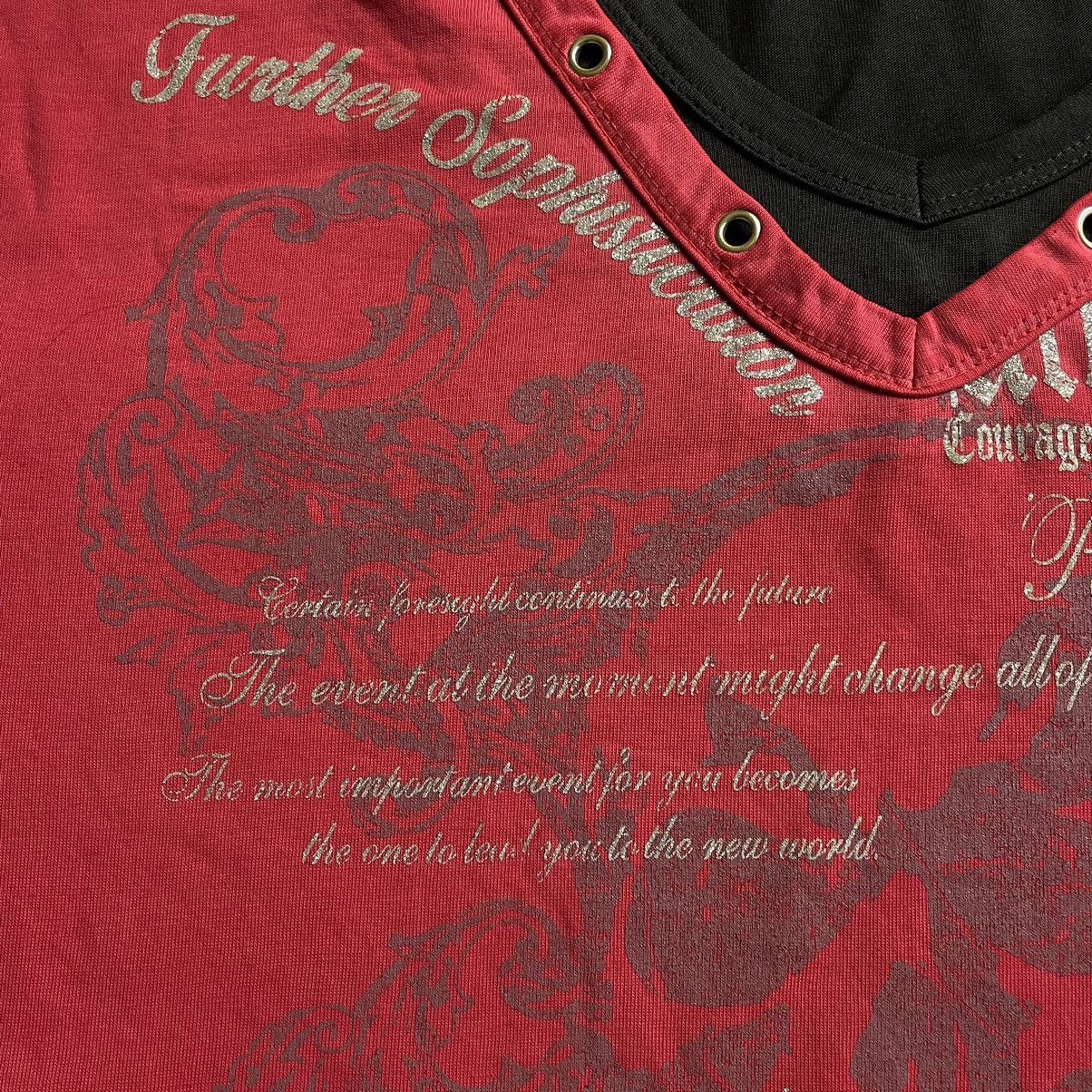 If Six Was Nine × Japanese Brand × Le Grande Bleu (L.G.B.) 🇯🇵 BEAUMONT CARR POEM GLITTER FONT DOUBLE LAYER TSHIRT Size US XXL / EU 58 / 5 - 14 Thumbnail