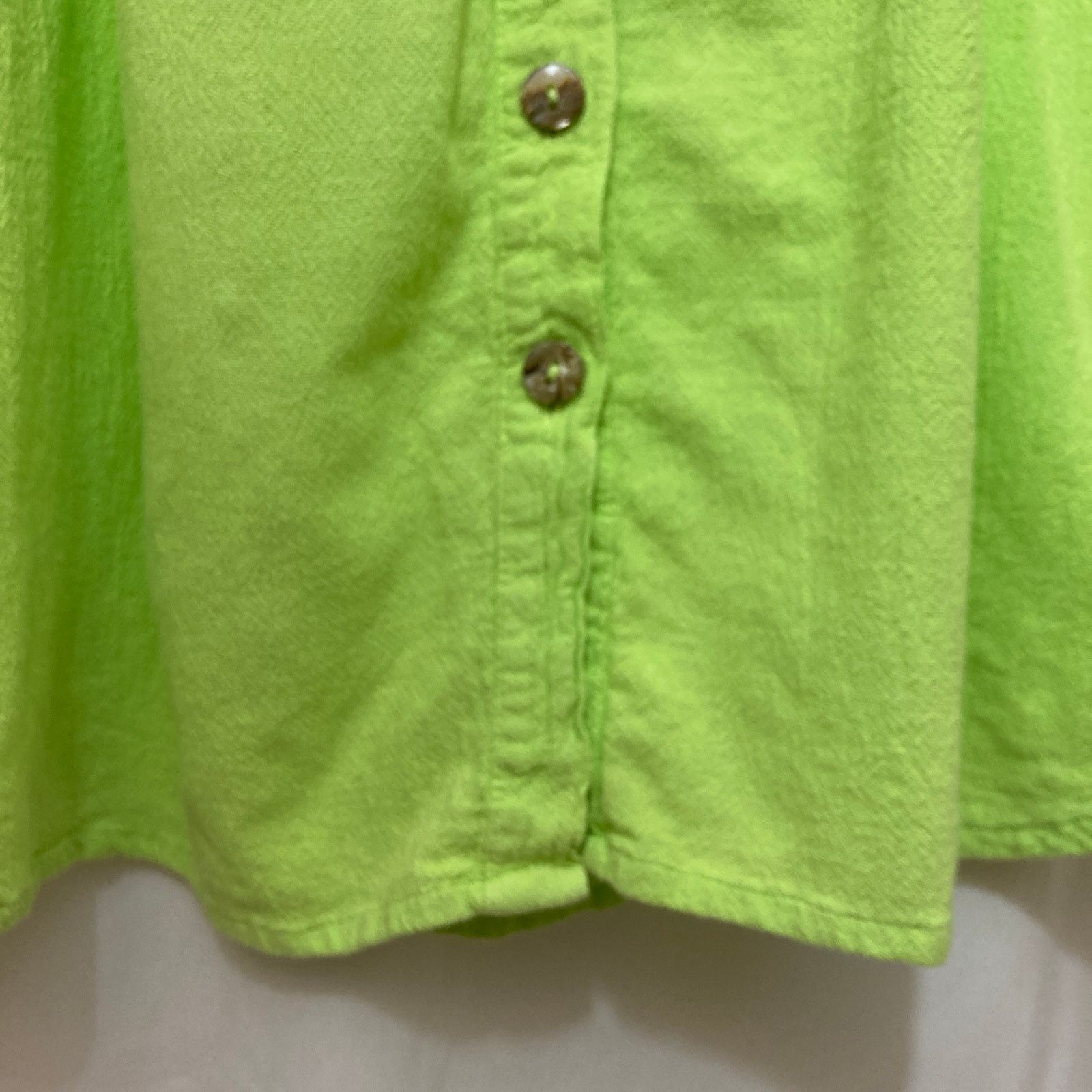 Other Dunes Lime Green Shell Button Long Shirt Textured Blouse Top Size L / US 10 / IT 46 - 8 Thumbnail