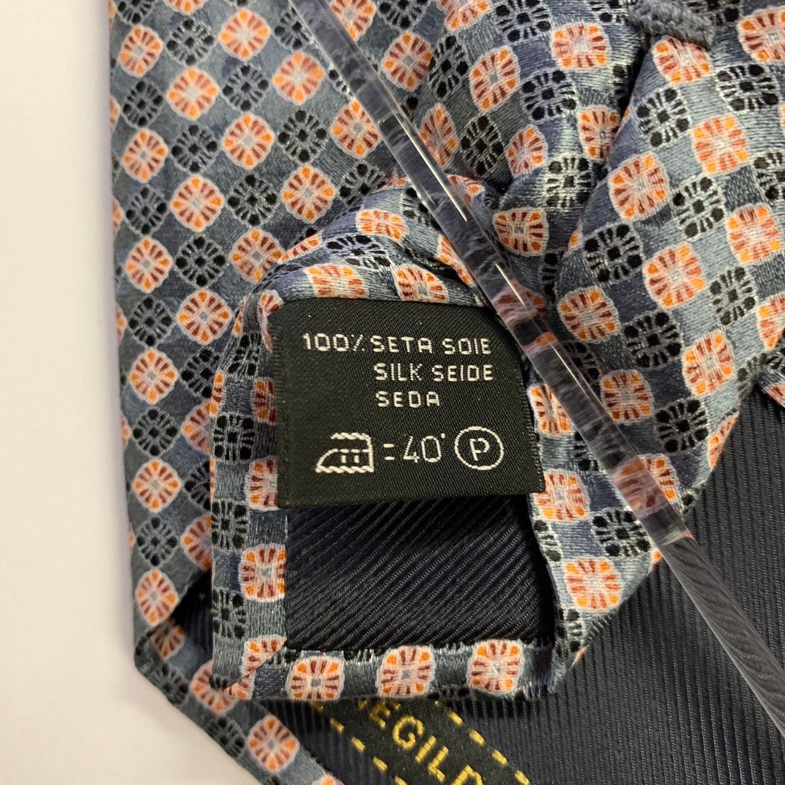 Ermenegildo Zegna ERMENEGILDO ZEGNA One Size Grey Orange Silk Tie Size ONE SIZE - 3 Thumbnail