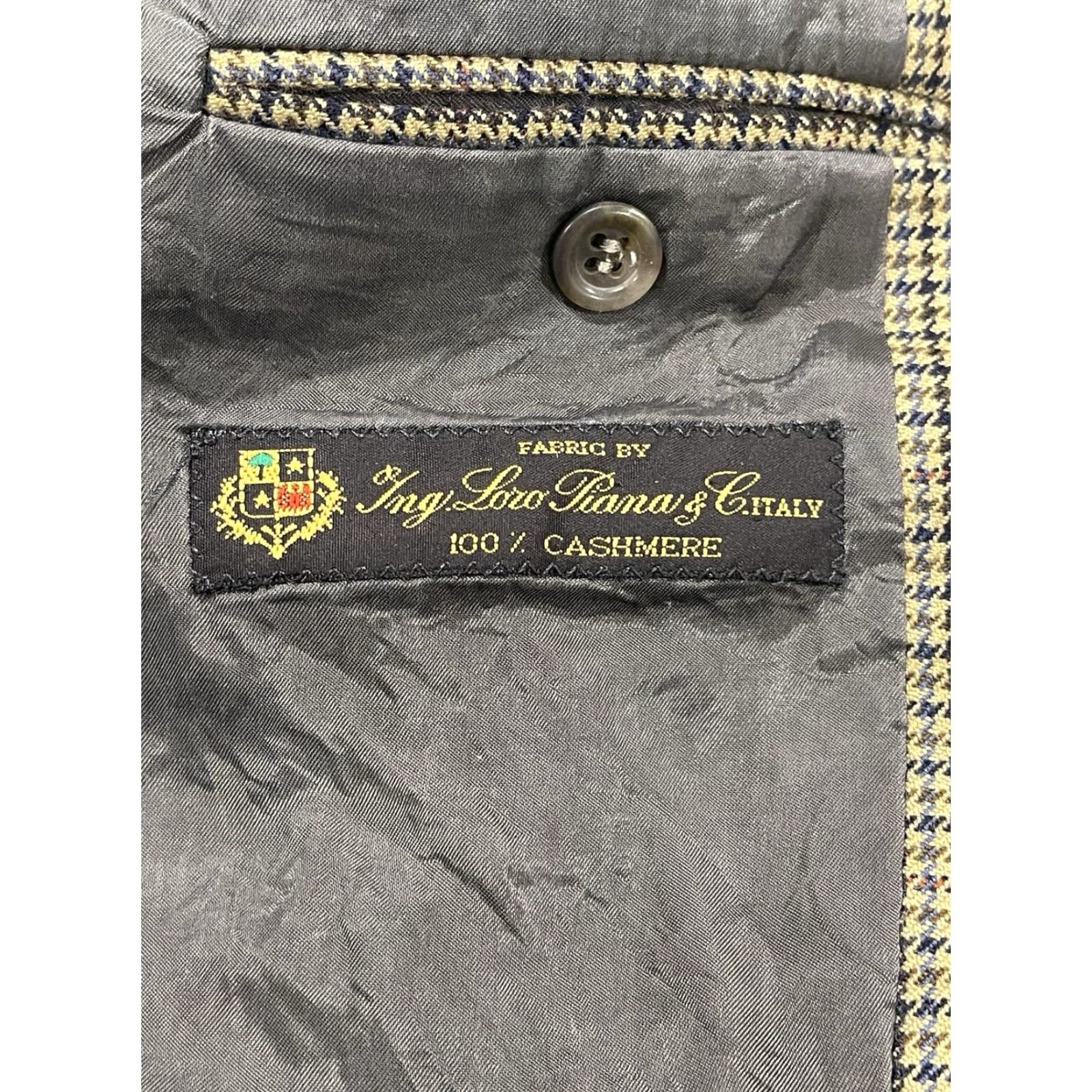Jack Victor Loro Piana 100% Cashmere Houndstooth Blazer Jacket Sz 42R Jack Victor Men Notch Lapel Single-Breasted 2-Button Dry Clean Only Multicolor Size 42R - 6 Thumbnail