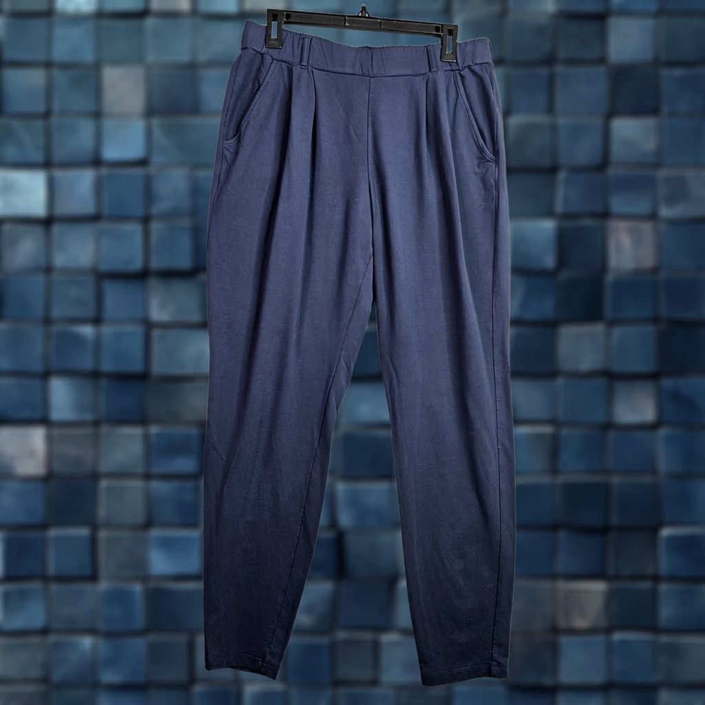 Vintage Garnet Hill Women’s Pull on Elastane Waist Navy Blue Jersey Knit Pant M Casual Knit Regular Blue 28" Inseam Mens No Size M / US 6-8 / IT 42-44 - 1 Thumbnail