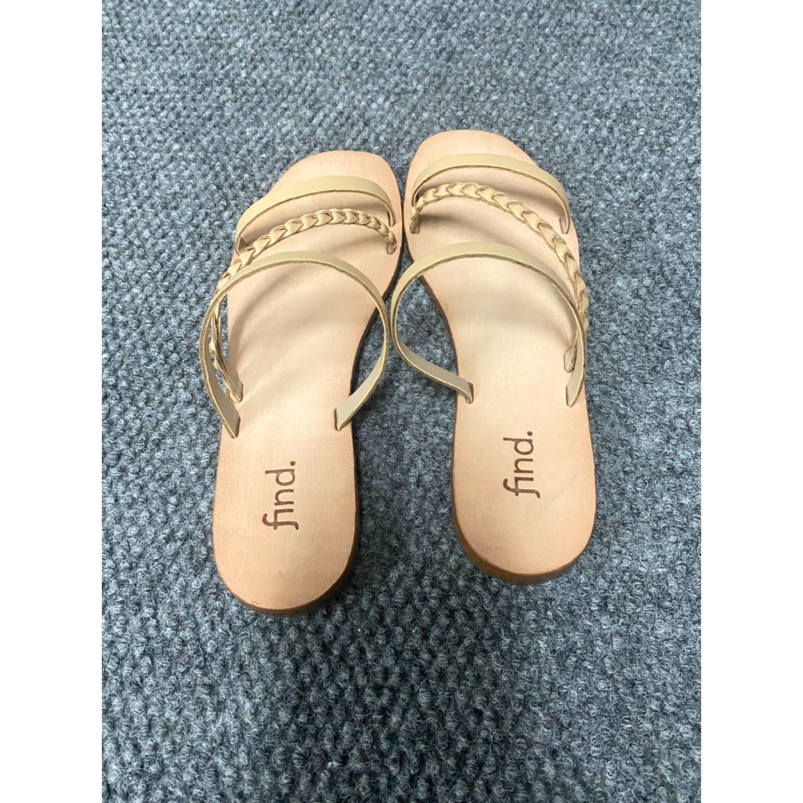 Vintage Find Womens Sandals Open Toe Slide Brown 6.5 Crocheted Breathable Fabric Upper Rubber Outsole Animal Print Pattern Velcro? Wait no. Size US 7 / IT 37 - 6 Thumbnail